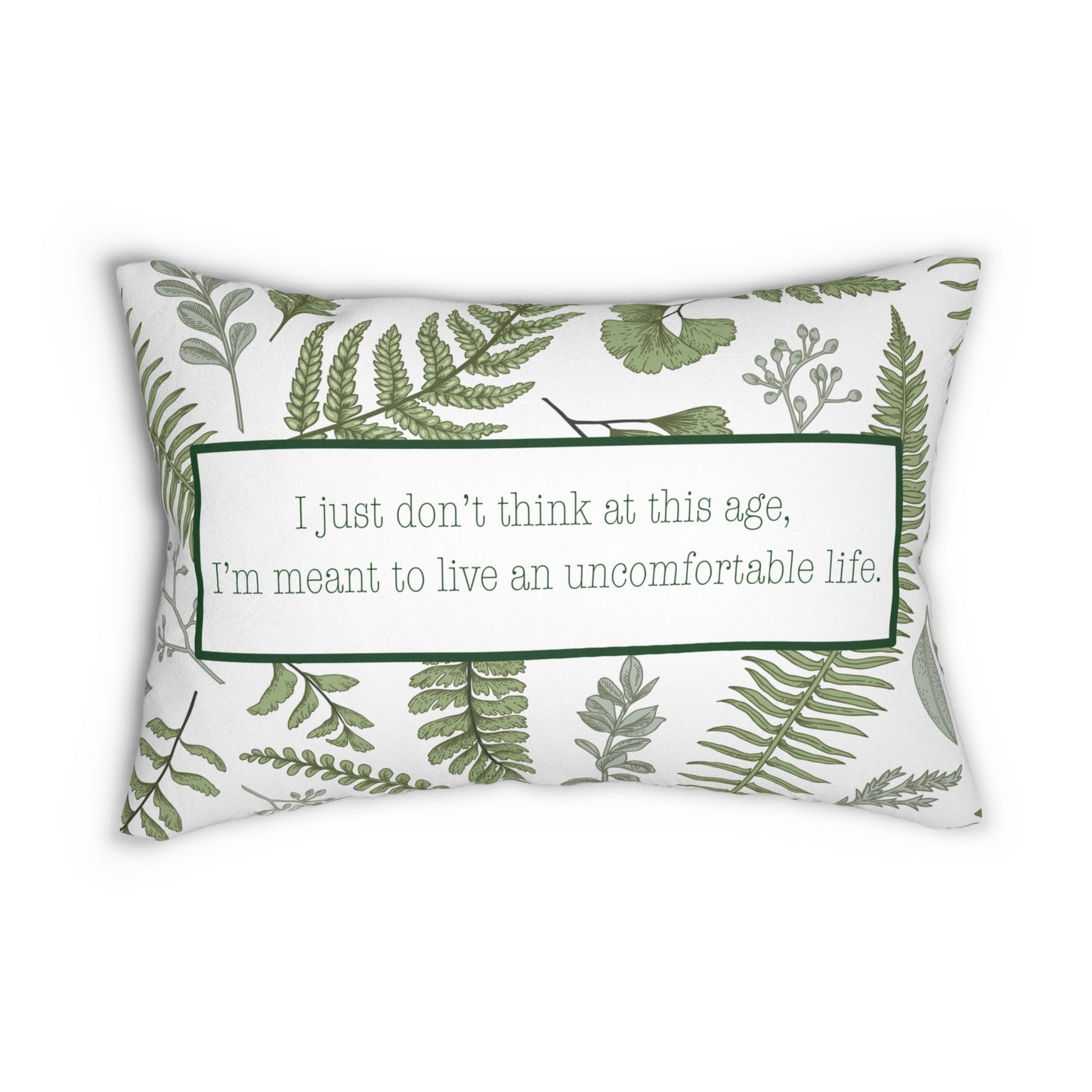 Quote Pillow Uncomfortable Life Quote White Lotus Green Decorative Pillow 20 x 14
