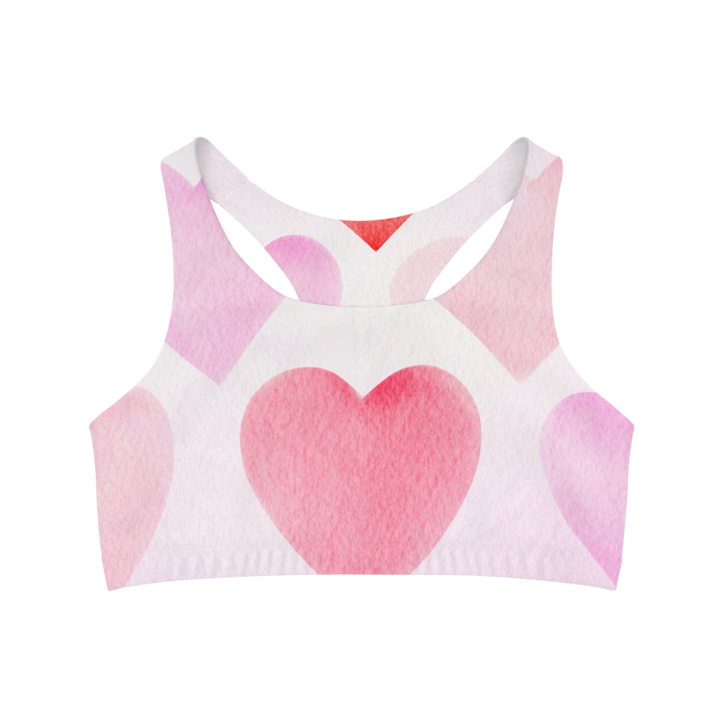 Valentine's Heart Print Seamless Sports Bra Womens Valentine's Workout Top