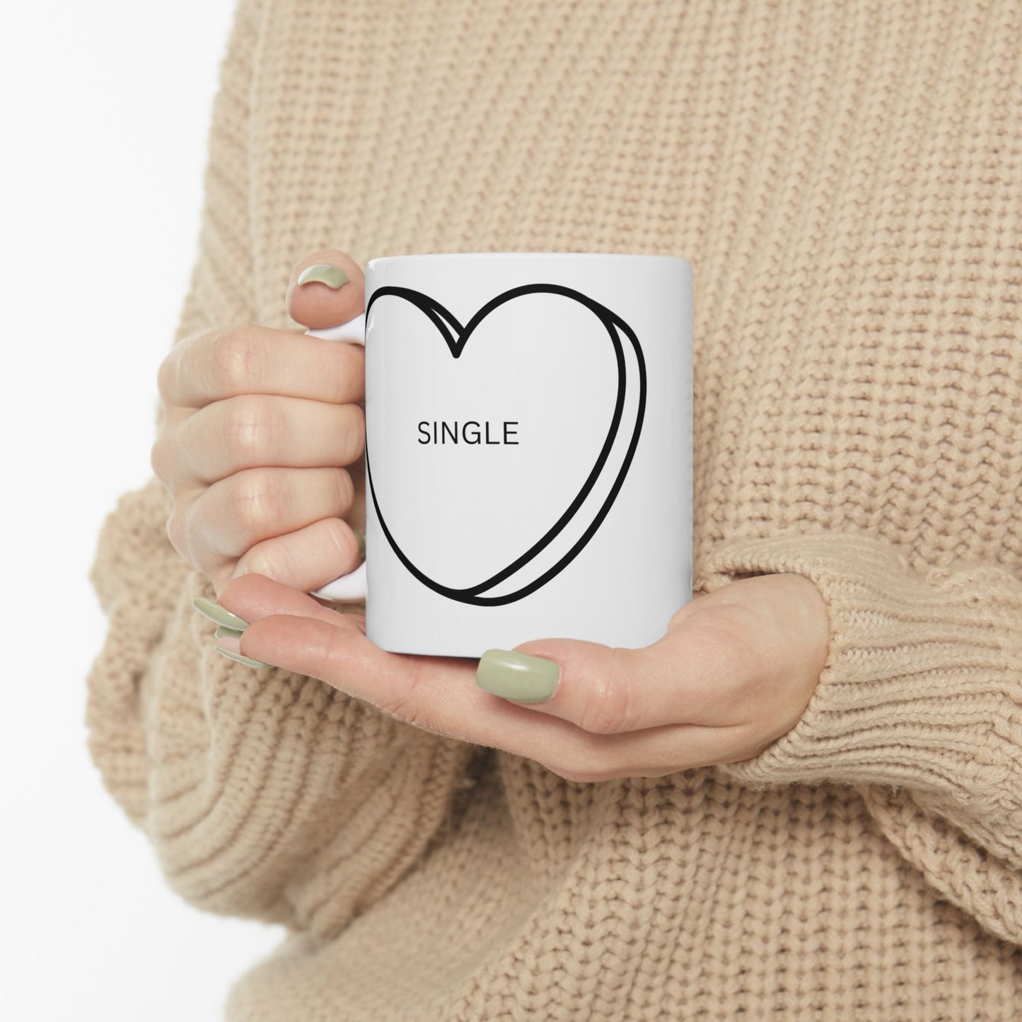 Valentine's Day Single Ceramic Mug, 11oz 15oz Gift for Single Friend, Heart Mug, Relationship Status Mug, Love Mug, Valentine's Day Gift