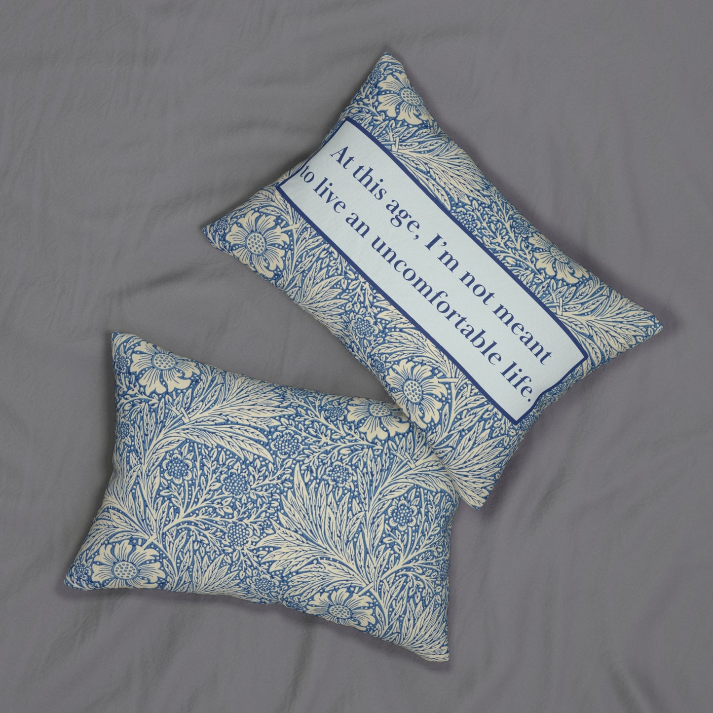 Quote Pillow Uncomfortable Life Quote White Lotus Navy Decorative Pillow 20 x 14