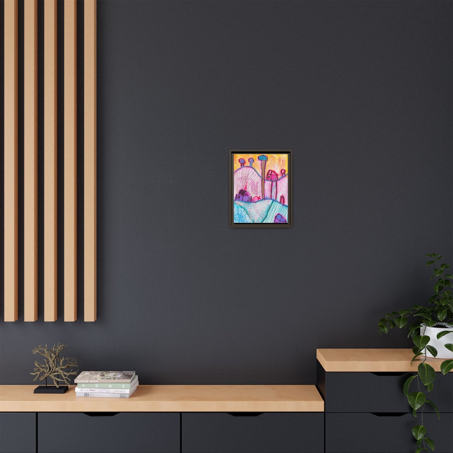 House on a Hill Matte Canvas, Framed Inspired by Frank Stella Art by Jackson Smith