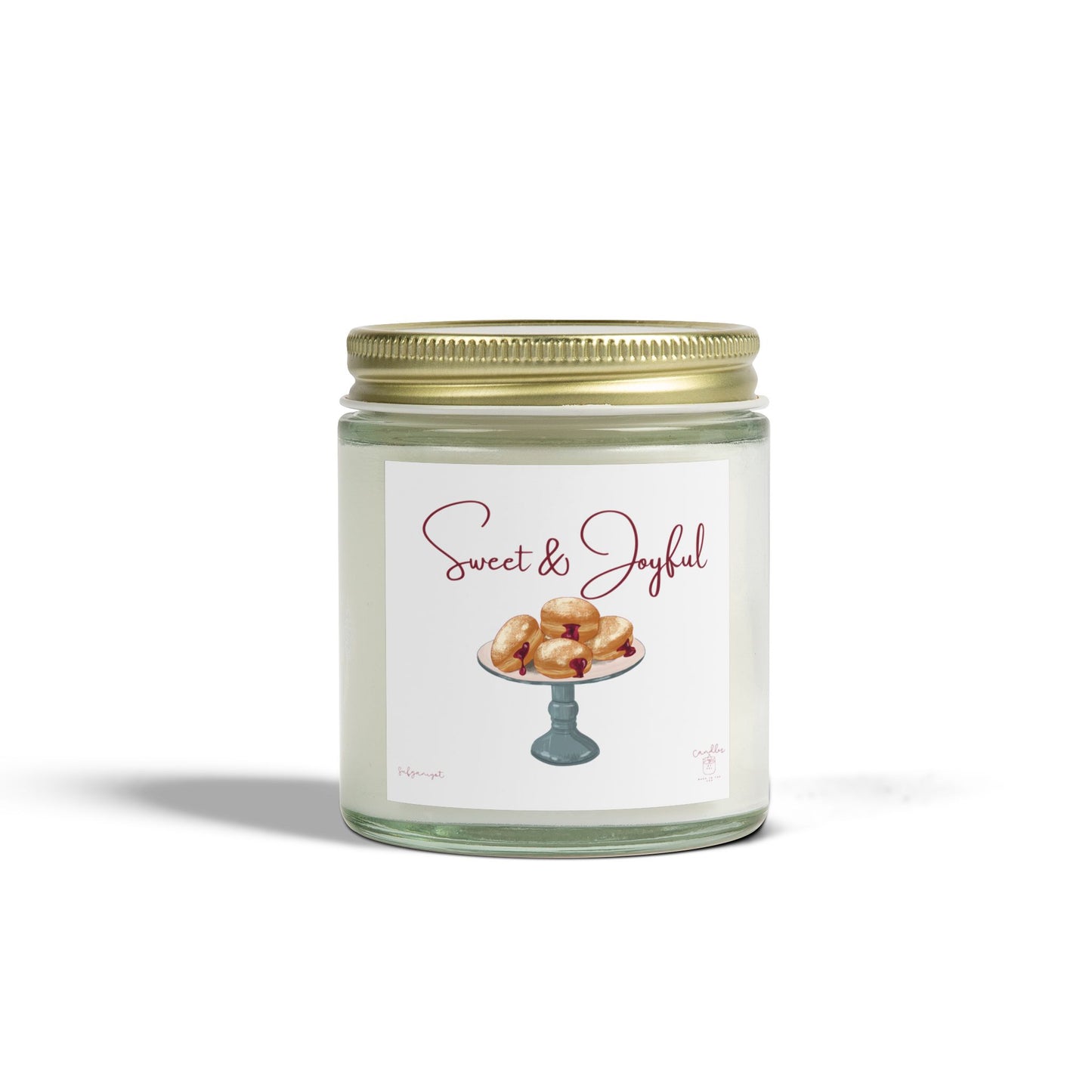 Hanukkah Scented Candles, Chanukah Sufganiyot Scented Candle for Hanukkah made of Coconut Apricot Wax (4oz, 9oz)