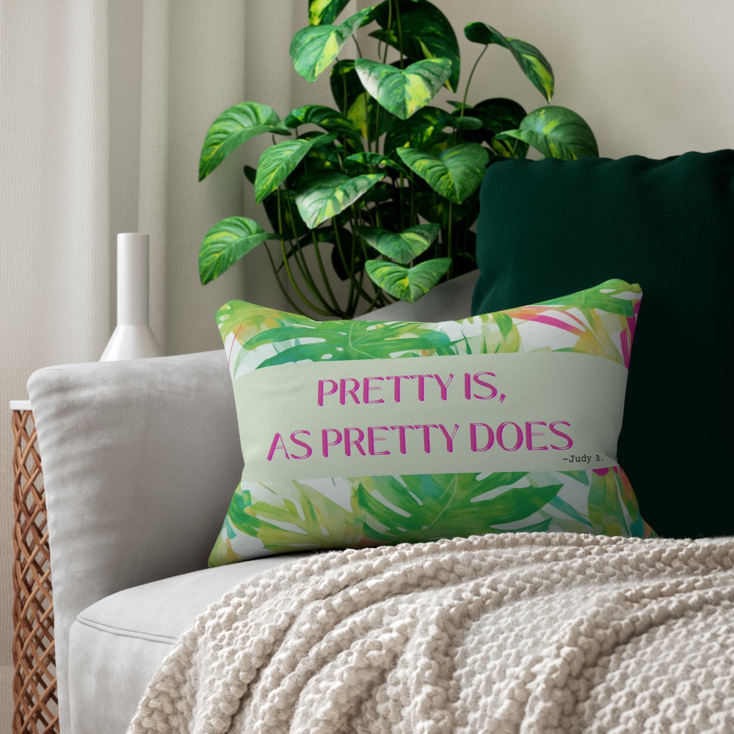 Pretty Is, As Pretty Does Quote Pillow, The Judy Pillow "Pretty Is, As Pretty Does" - 20 x 14 inch Throw Pillow tropical Beachy Decor