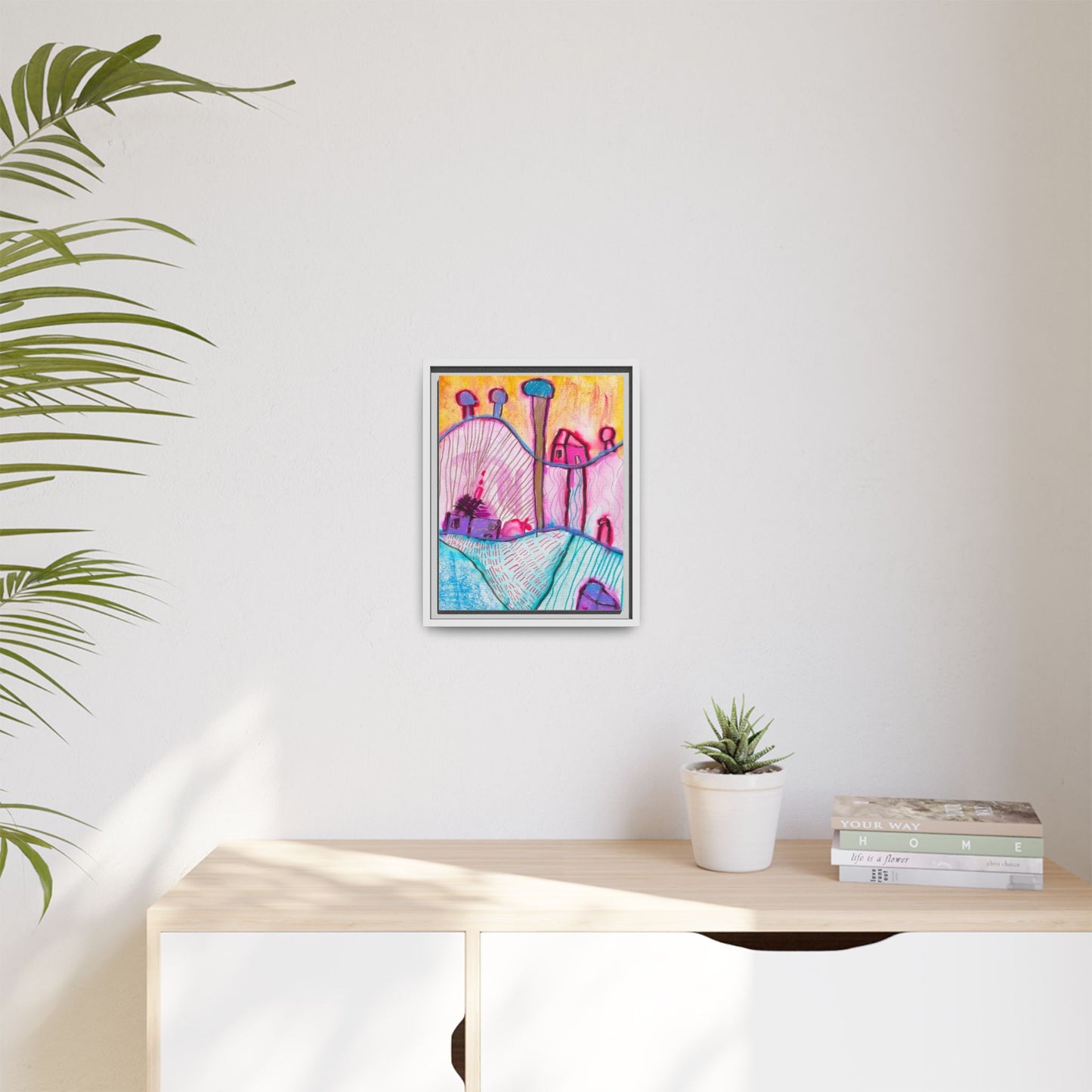 House on a Hill Matte Canvas, Framed Inspired by Frank Stella Art by Jackson Smith