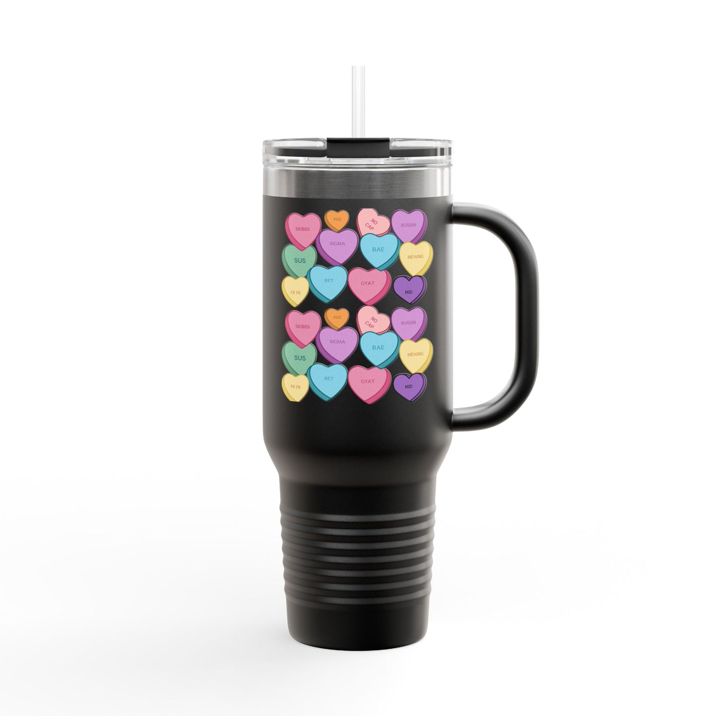 Candy Hearts Slang Insulated Travel Mug, 40oz