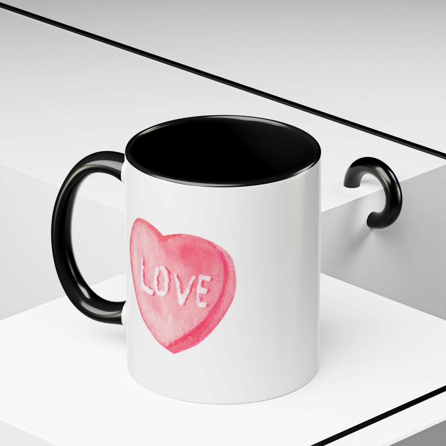 Love Candy Heart Mug, Valentine's Day Gift, Ceramic Drinkware, Romantic Tea Cup, Kitchen Home Decor