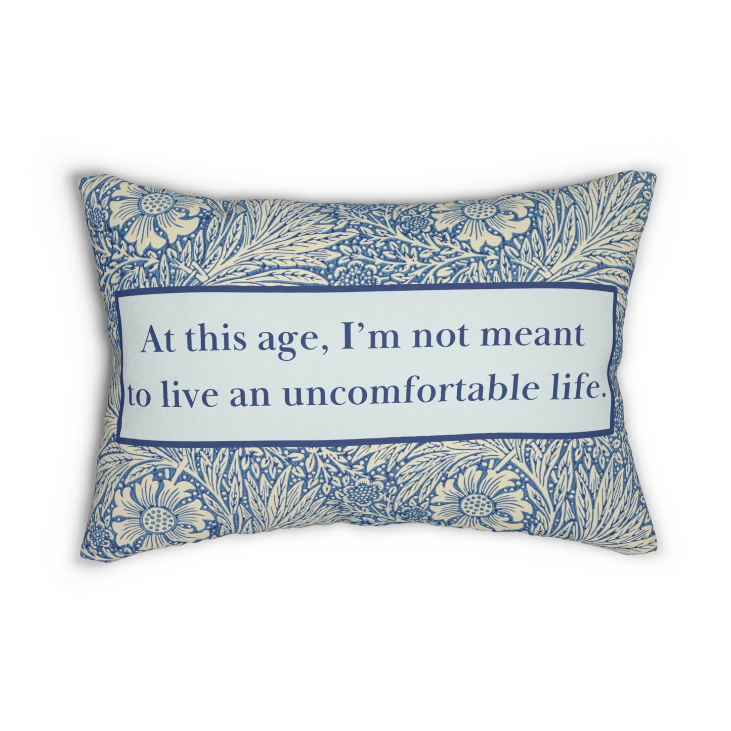 Quote Pillow Uncomfortable Life Quote White Lotus Navy Decorative Pillow 20 x 14