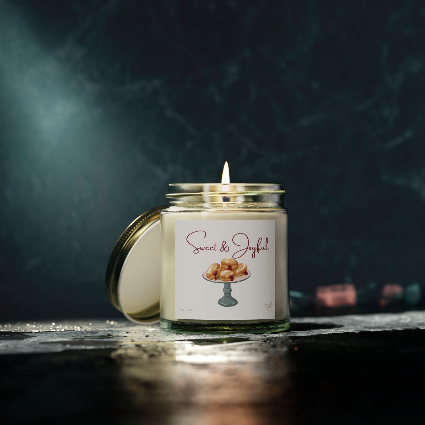 Hanukkah Scented Candles, Chanukah Sufganiyot Scented Candle for Hanukkah made of Coconut Apricot Wax (4oz, 9oz)