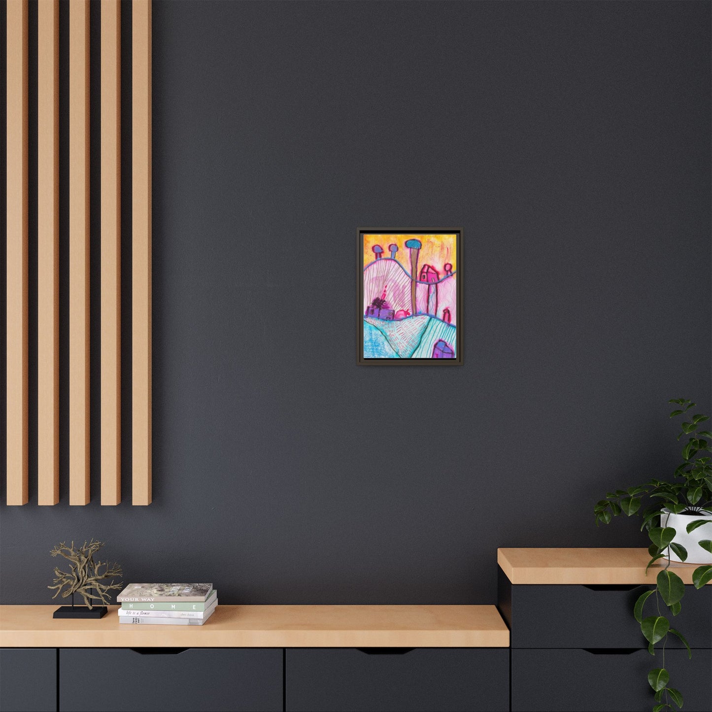 House on a Hill Matte Canvas, Framed Inspired by Frank Stella Art by Jackson Smith