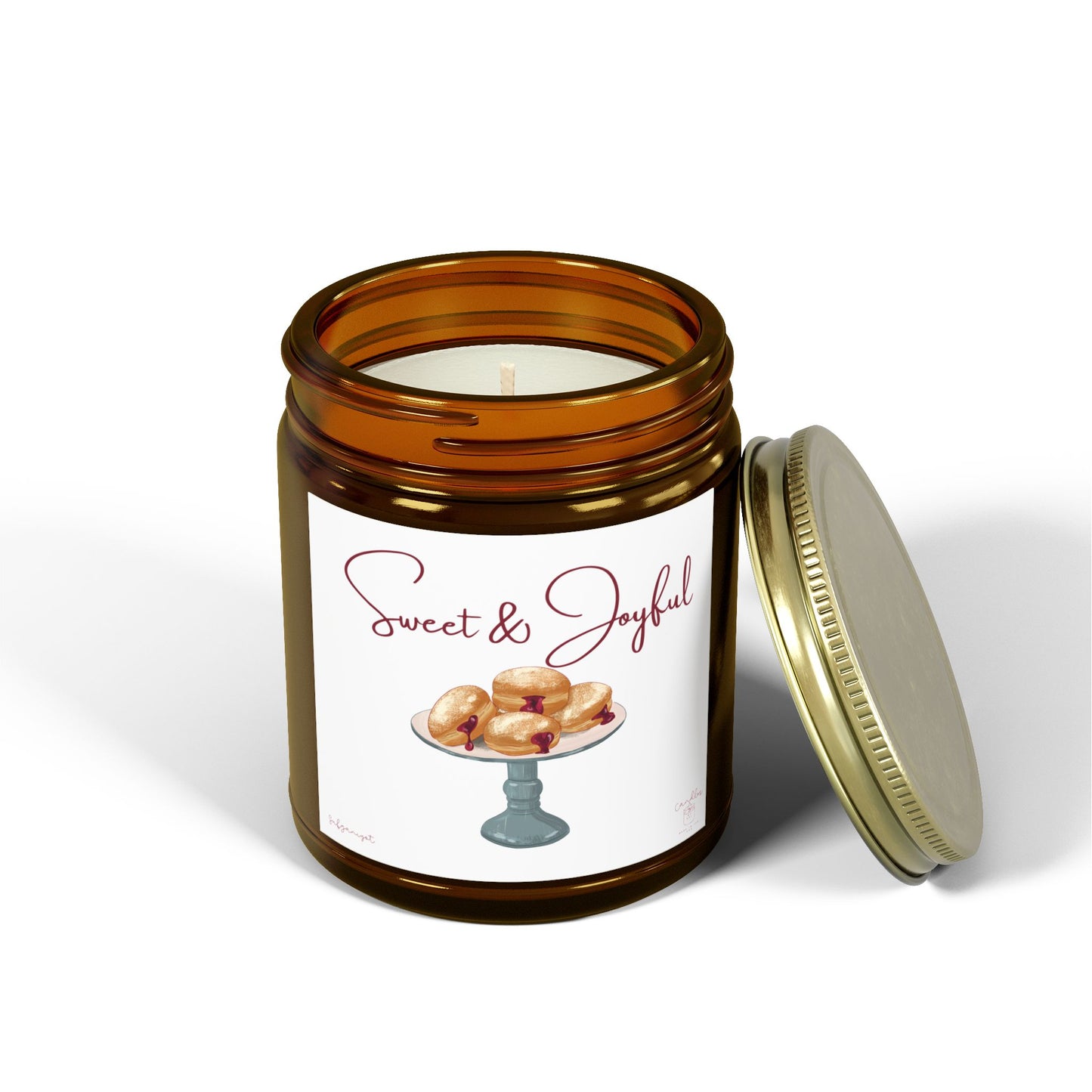 Hanukkah Scented Candles, Chanukah Sufganiyot Scented Candle for Hanukkah made of Coconut Apricot Wax (4oz, 9oz)