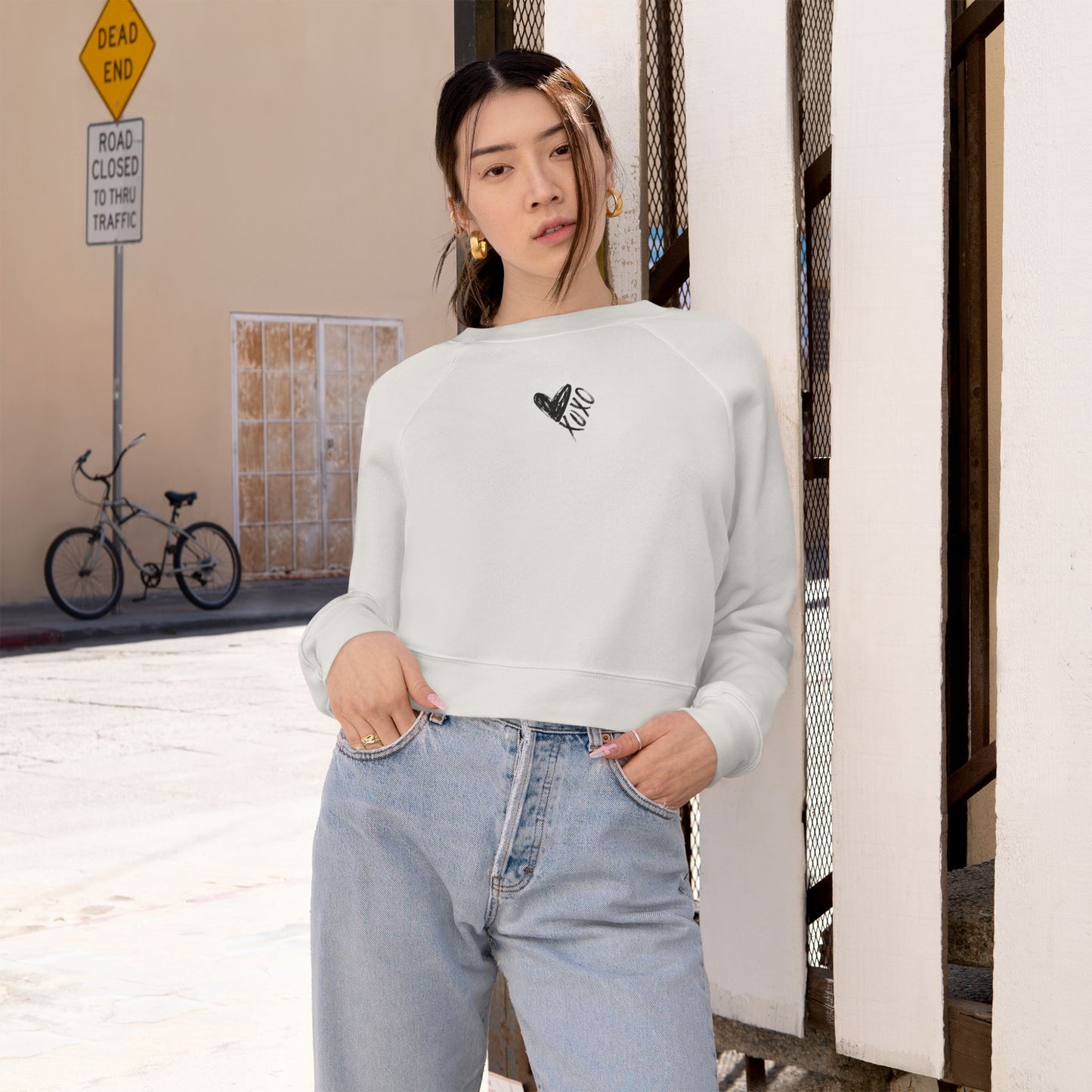 Cropped Sweatshirt Valentine's XO Print