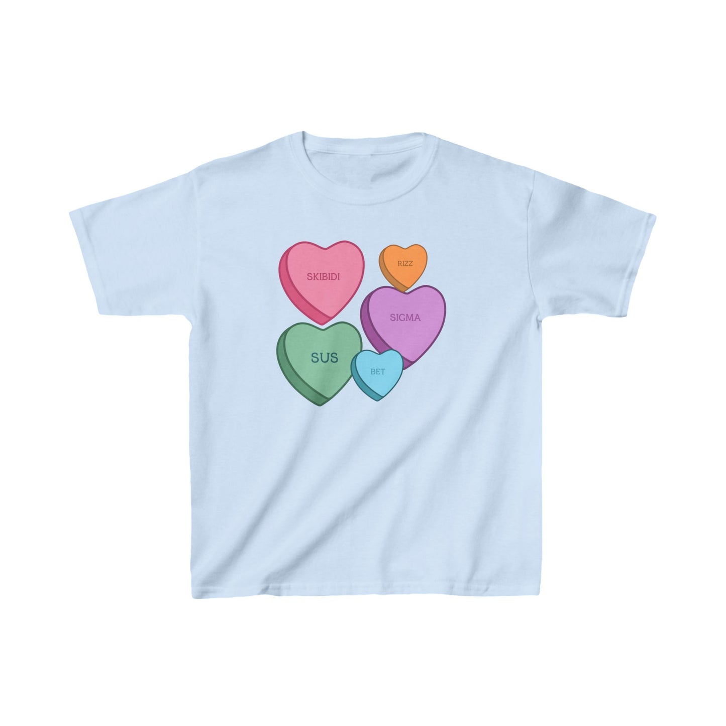Kids Candy Hearts Valentines Day T-Shirt, Alpha Gen Slang Tee for Children, Valentine's Day Shirt, Youth Top, Kids Fashion, Gift for Boys