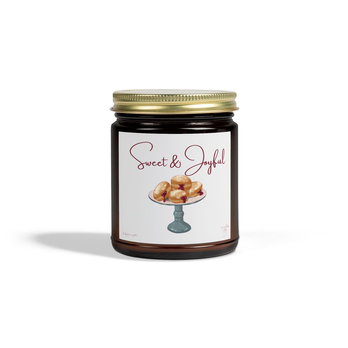 Hanukkah Scented Candles, Chanukah Sufganiyot Scented Candle for Hanukkah made of Coconut Apricot Wax (4oz, 9oz)
