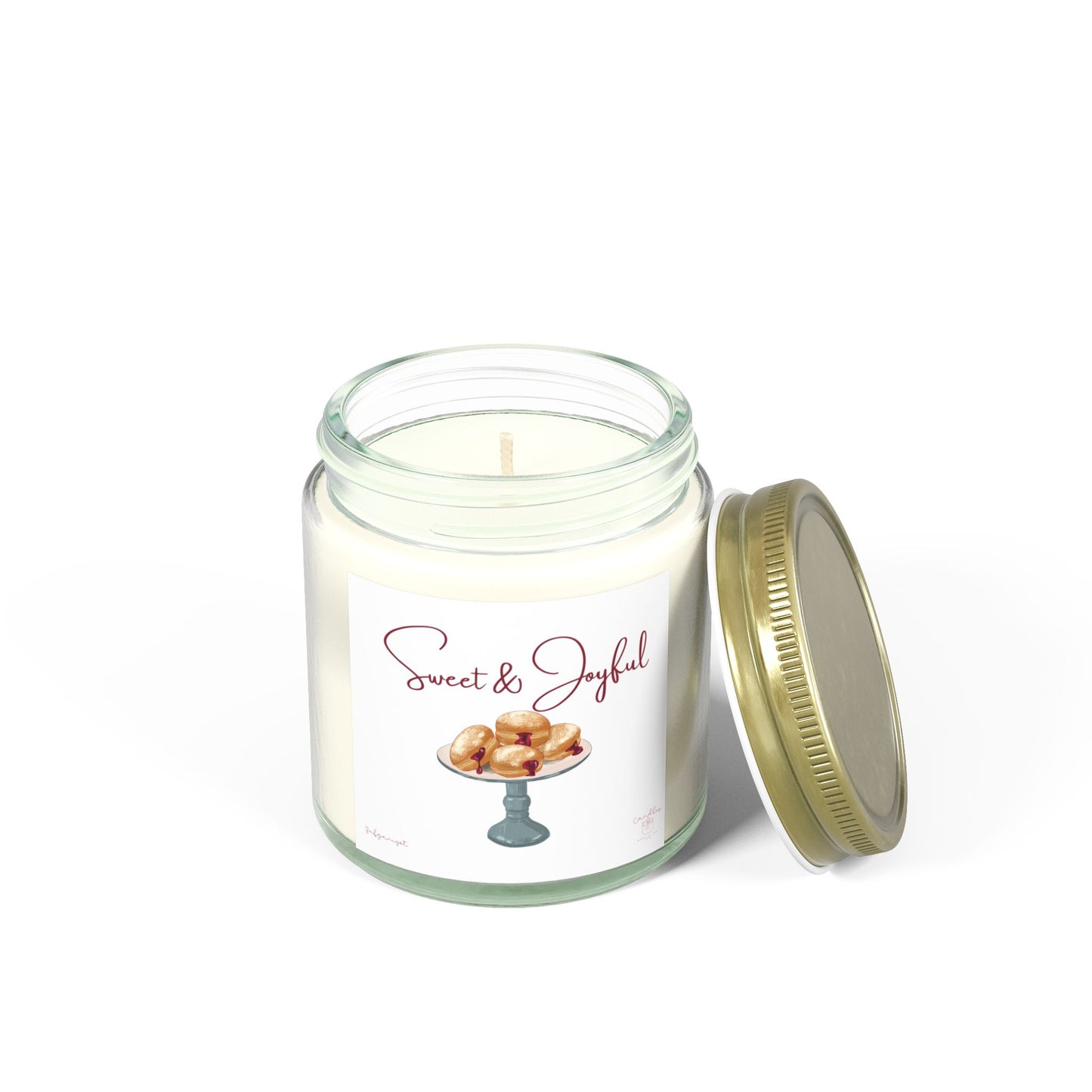 Hanukkah Scented Candles, Chanukah Sufganiyot Scented Candle for Hanukkah made of Coconut Apricot Wax (4oz, 9oz)
