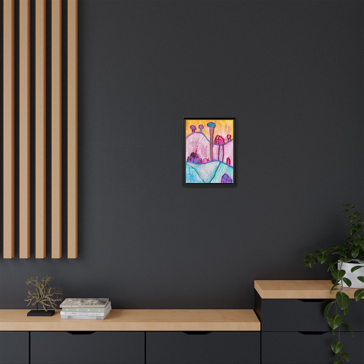 House on a Hill Matte Canvas, Framed Inspired by Frank Stella Art by Jackson Smith