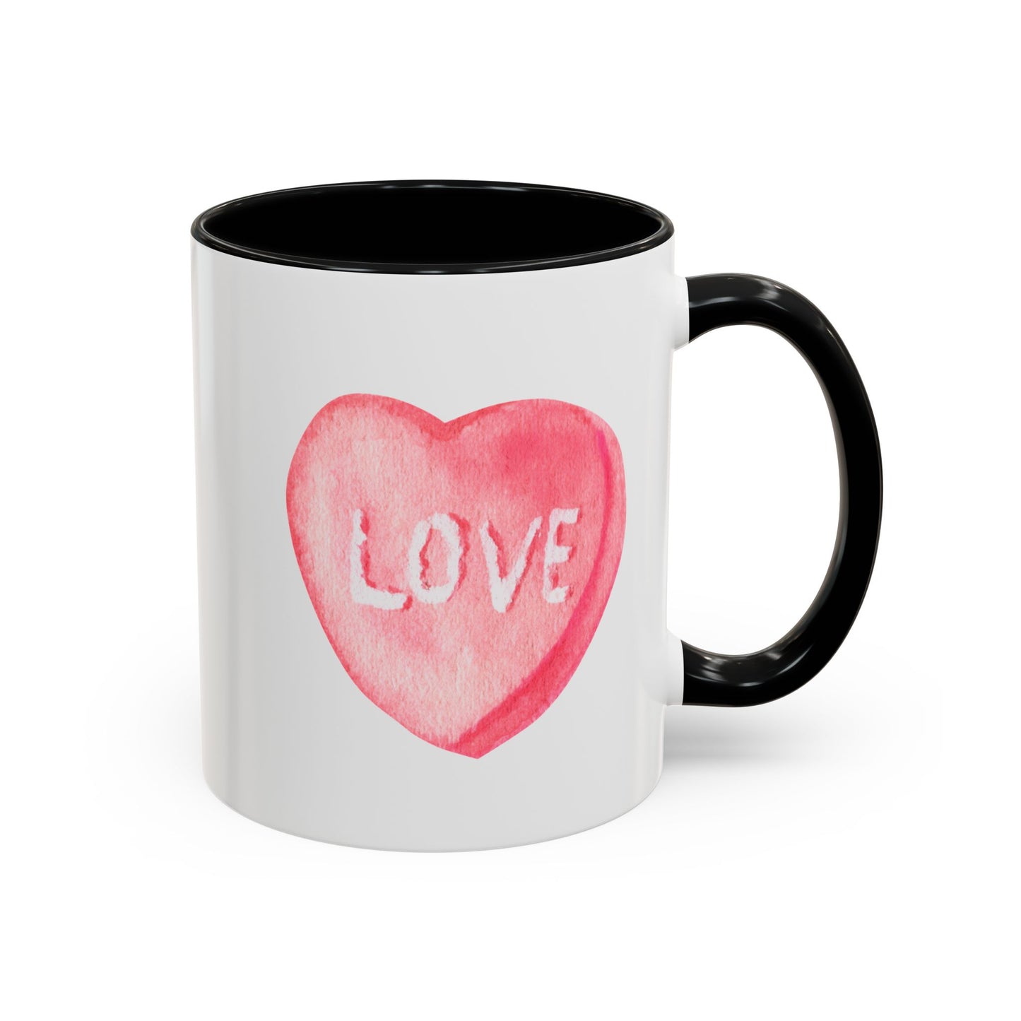 Love Candy Heart Mug, Valentine's Day Gift, Ceramic Drinkware, Romantic Tea Cup, Kitchen Home Decor