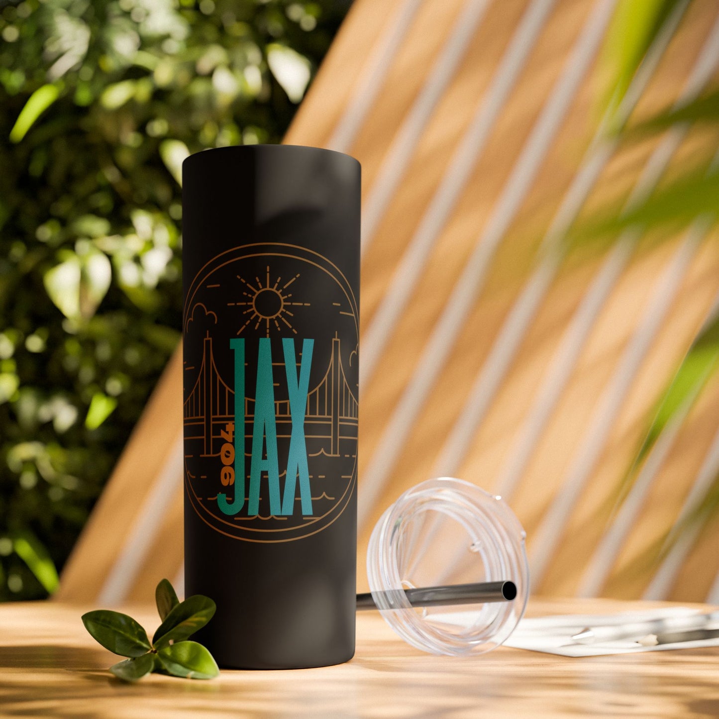 Jacksonville City of Bridges Skinny Tumbler with Straw, 20oz