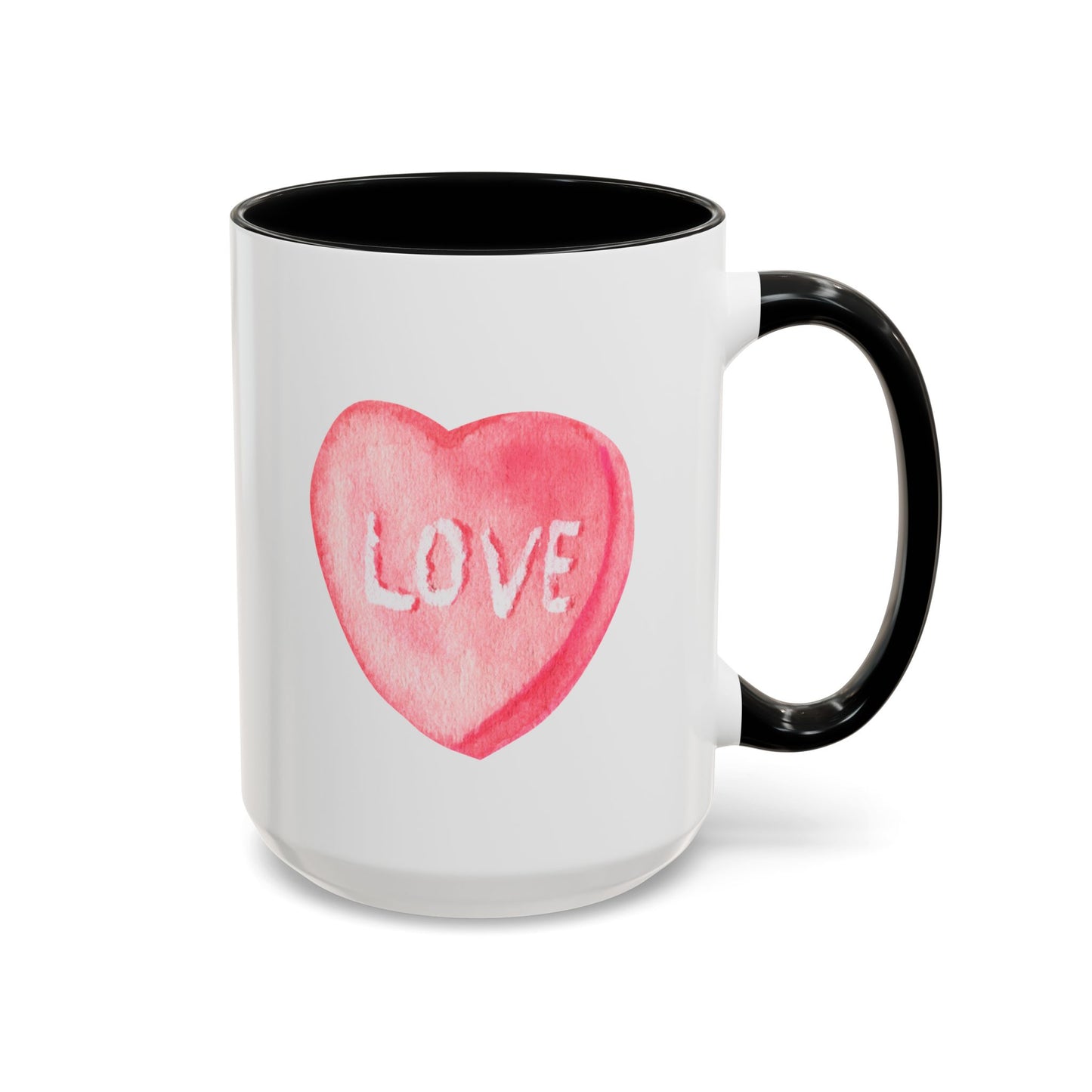 Love Candy Heart Mug, Valentine's Day Gift, Ceramic Drinkware, Romantic Tea Cup, Kitchen Home Decor
