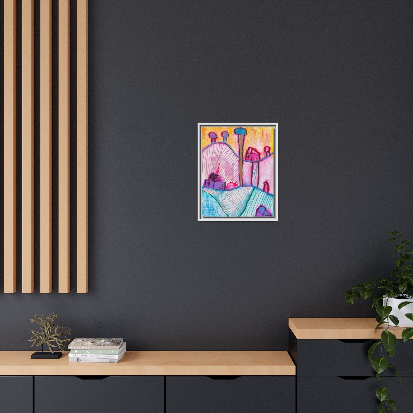 House on a Hill Matte Canvas, Framed Inspired by Frank Stella Art by Jackson Smith