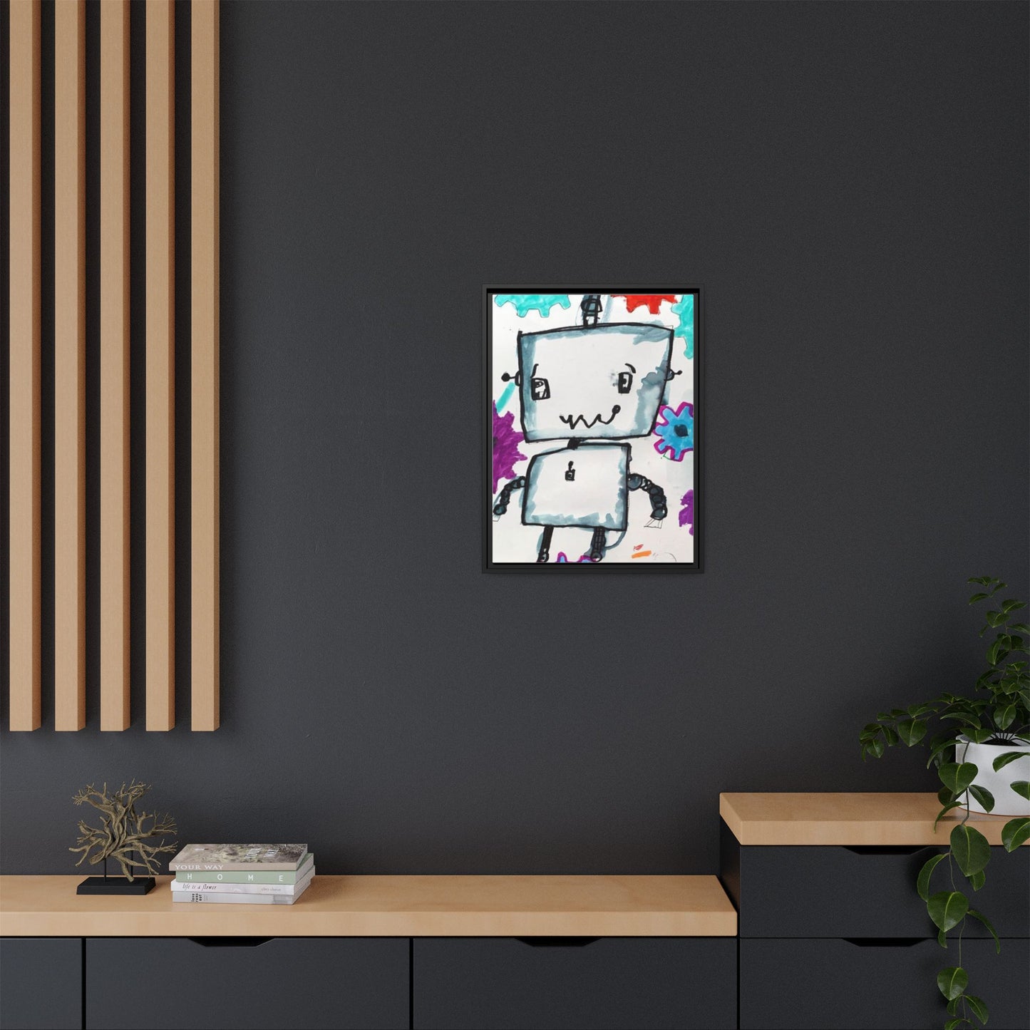 Nam June Paik Robots Matte Canvas Art by Jackson Smith Framed