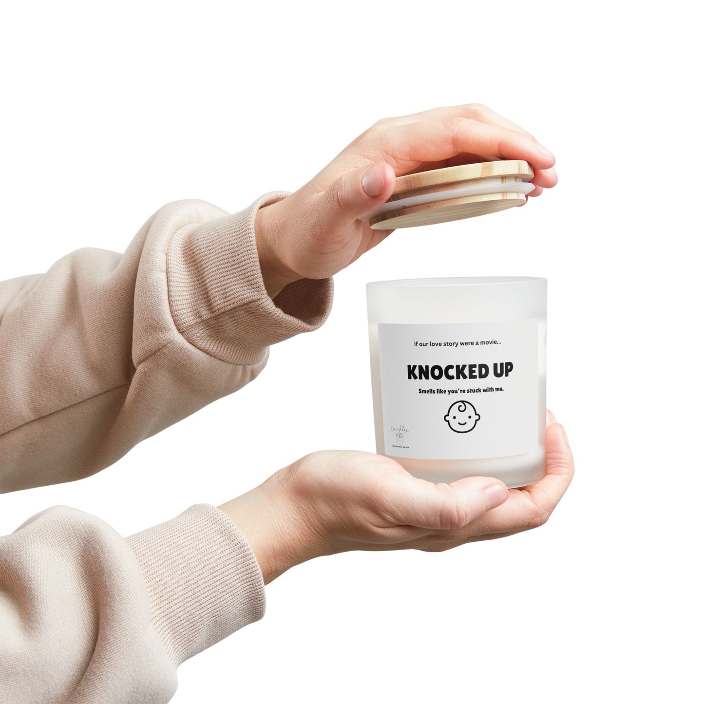 Knocked Up Smells Like Your Stuck With Me Wooden Wick Frosted Glass Candle, 11oz