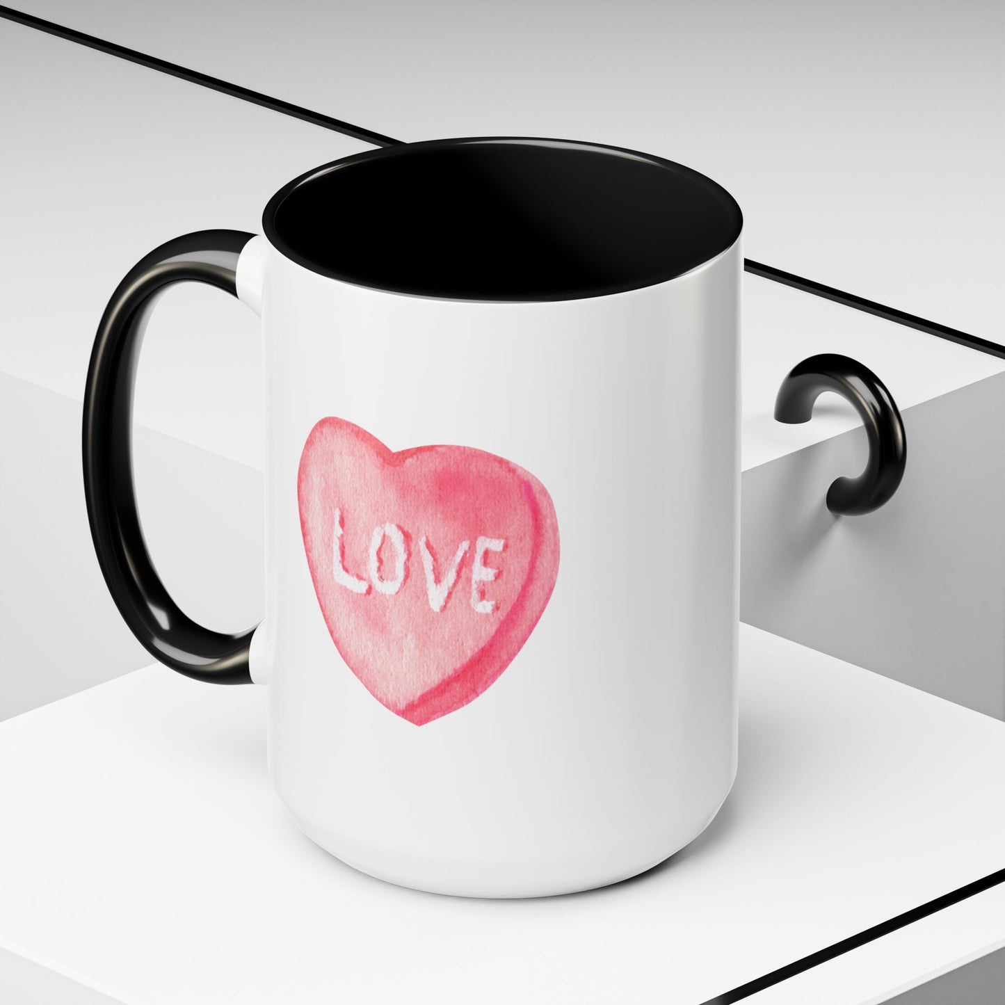 Love Candy Heart Mug, Valentine's Day Gift, Ceramic Drinkware, Romantic Tea Cup, Kitchen Home Decor