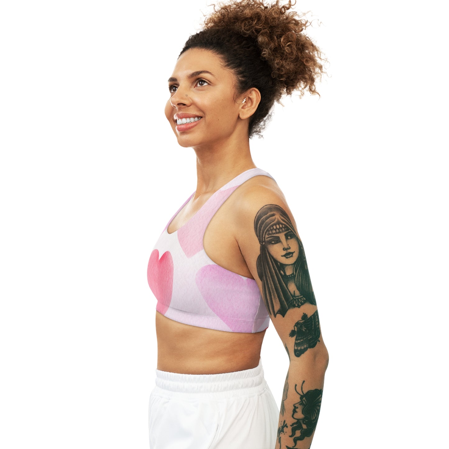 Valentine's Heart Print Seamless Sports Bra Womens Valentine's Workout Top