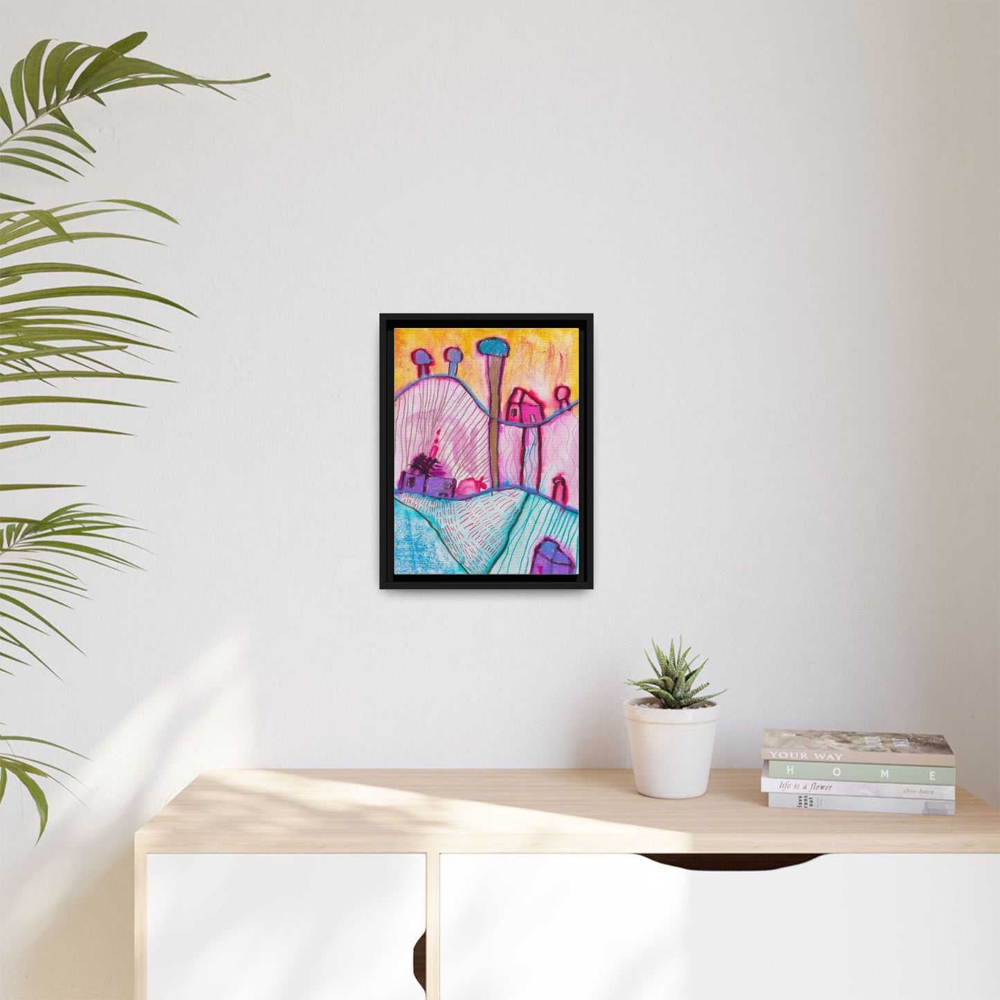 House on a Hill Matte Canvas, Framed Inspired by Frank Stella Art by Jackson Smith