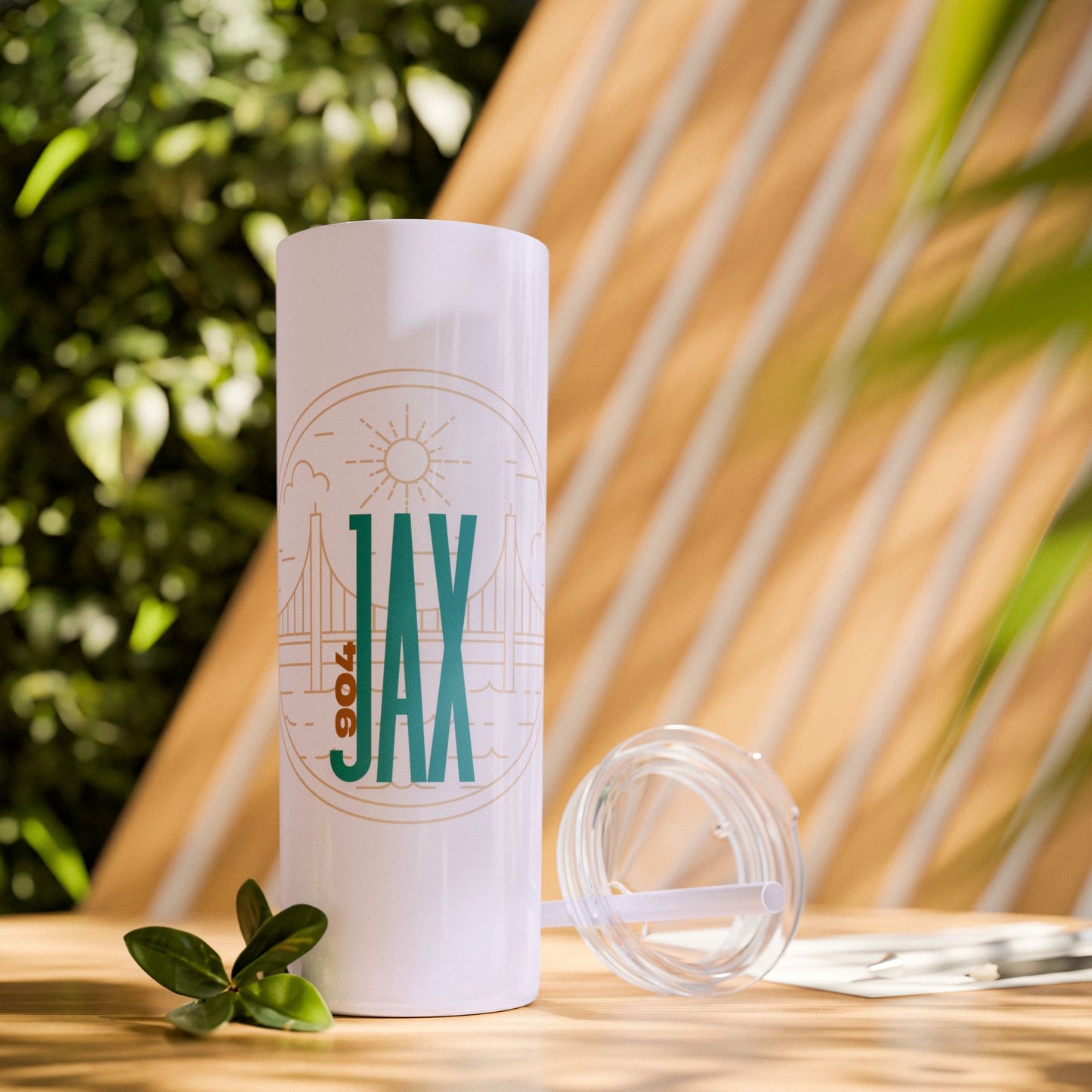 Jacksonville City of Bridges Skinny Tumbler with Straw, 20oz