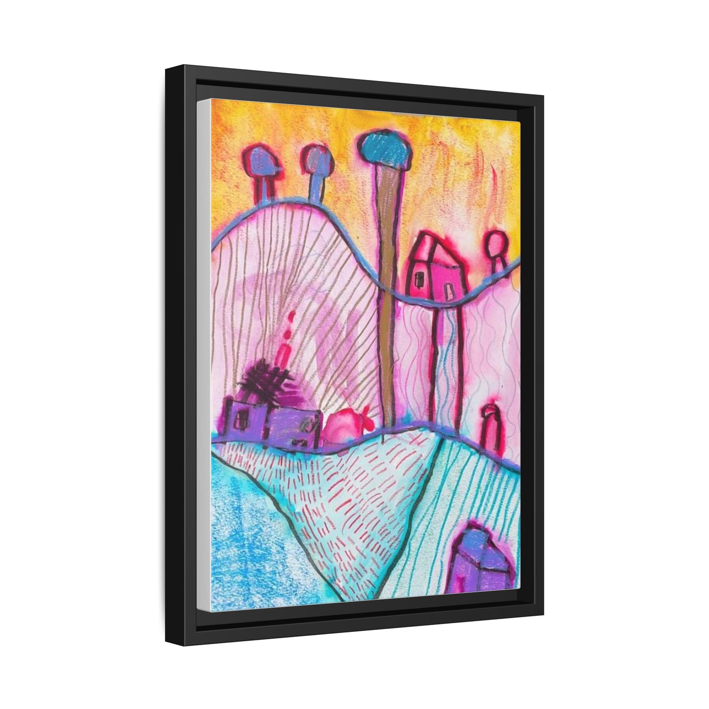 House on a Hill Matte Canvas, Framed Inspired by Frank Stella Art by Jackson Smith