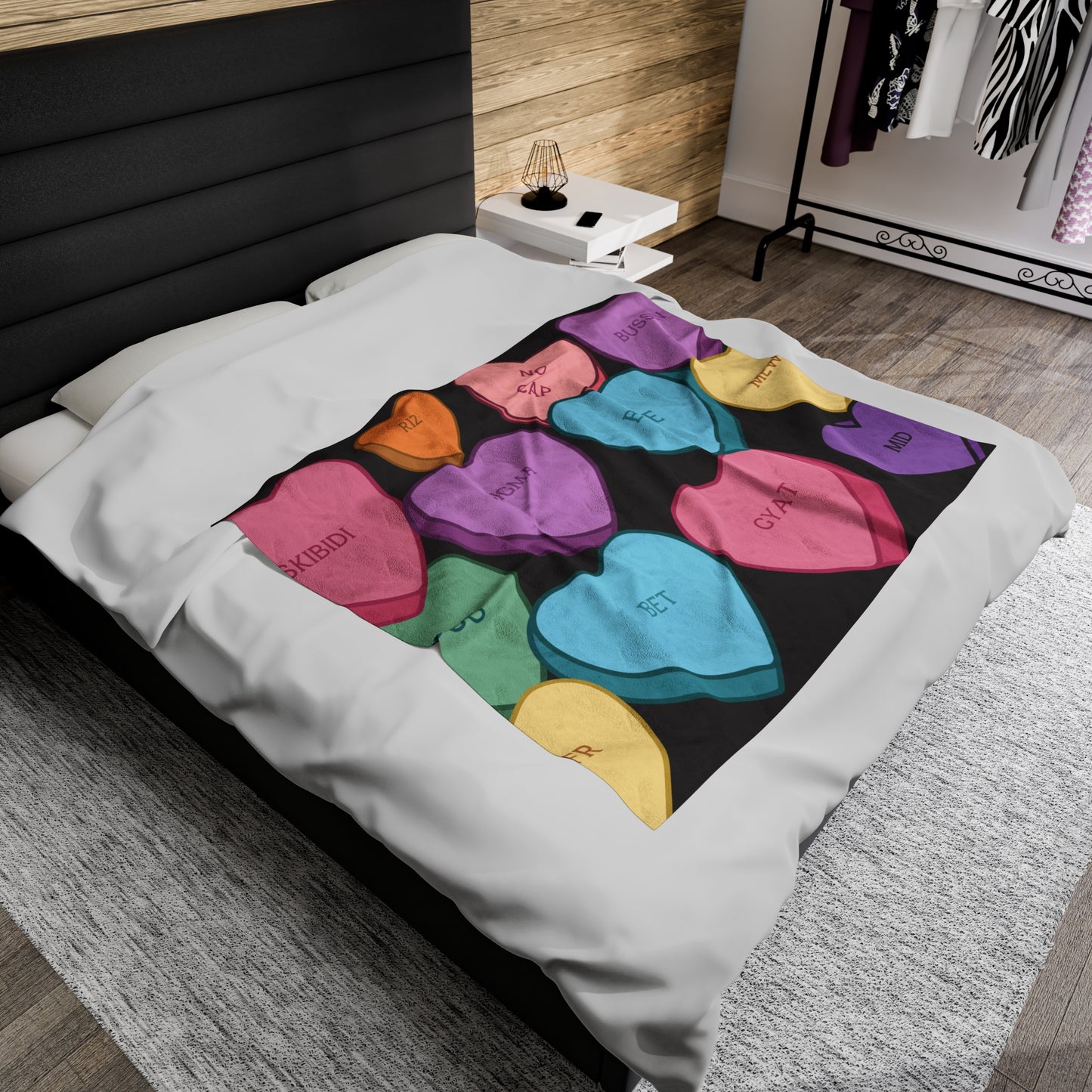 Candy Heart Valentine's Velvet Soft Blanket