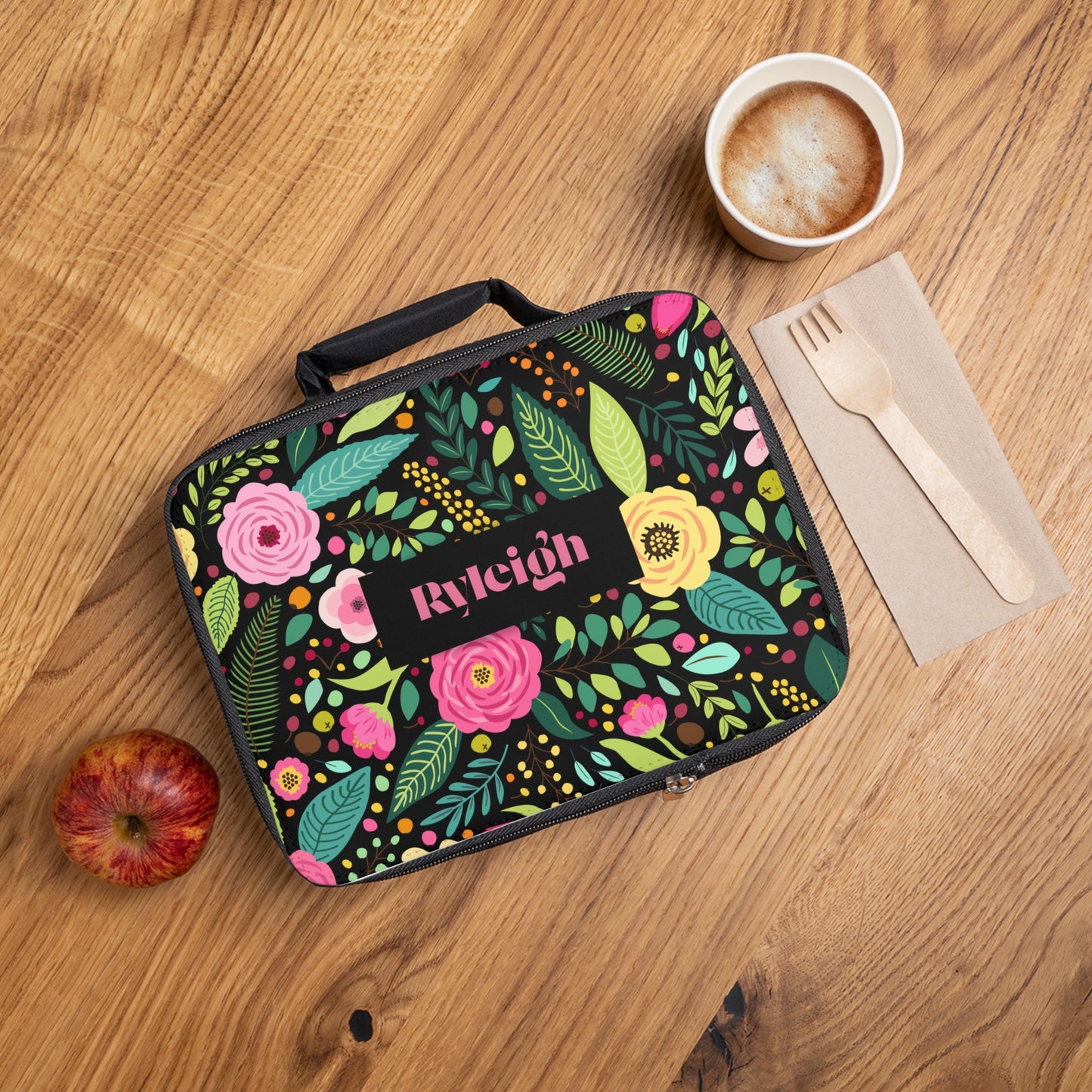 Floral Personalized Lunch Bag, Personlized Lunchbox, Back to School Accessory, Monogrammed Lunch Tote