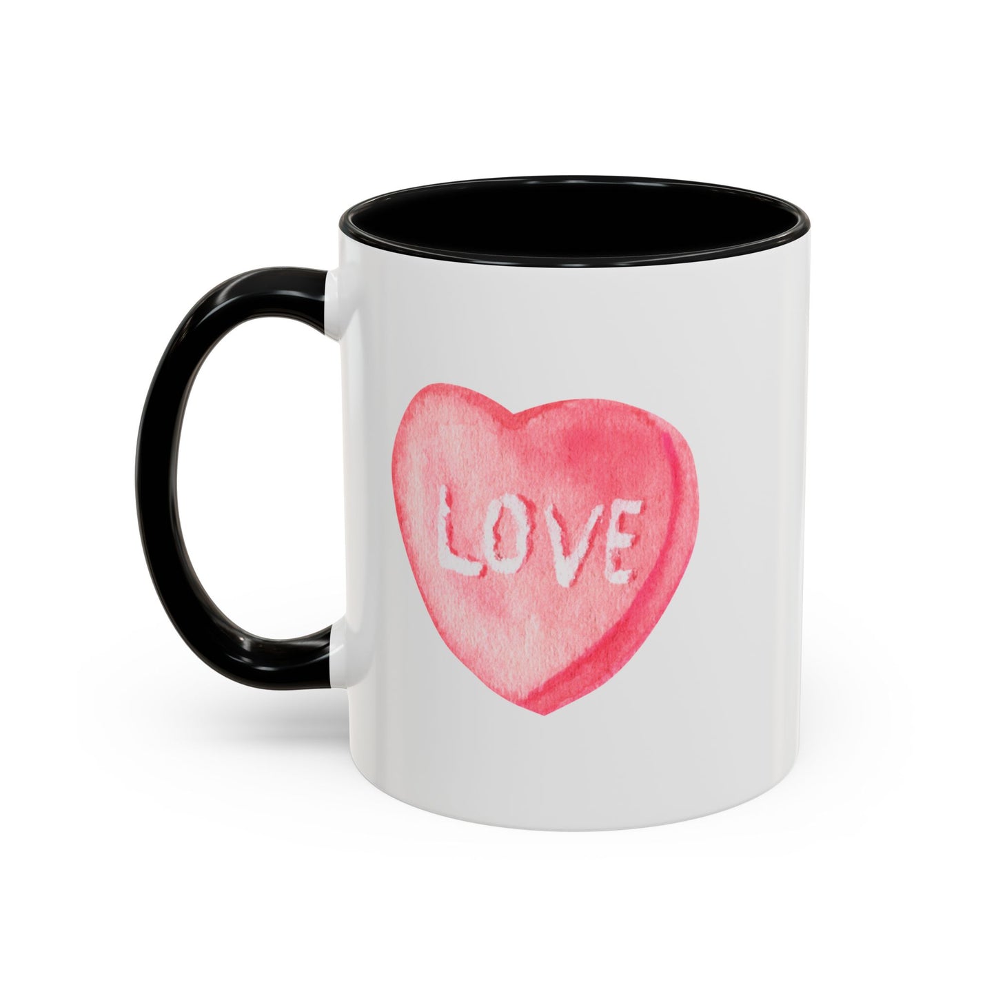 Love Candy Heart Mug, Valentine's Day Gift, Ceramic Drinkware, Romantic Tea Cup, Kitchen Home Decor