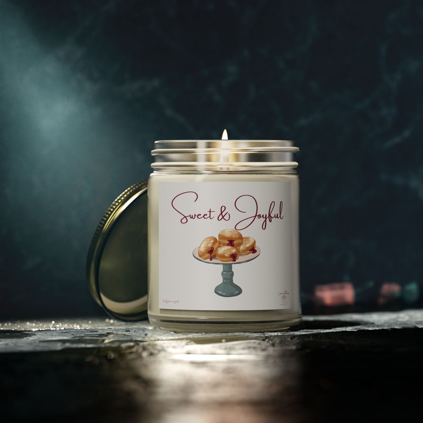Hanukkah Scented Candles, Chanukah Sufganiyot Scented Candle for Hanukkah made of Coconut Apricot Wax (4oz, 9oz)