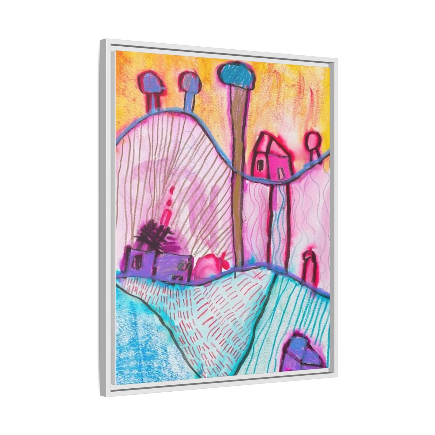 House on a Hill Matte Canvas, Framed Inspired by Frank Stella Art by Jackson Smith