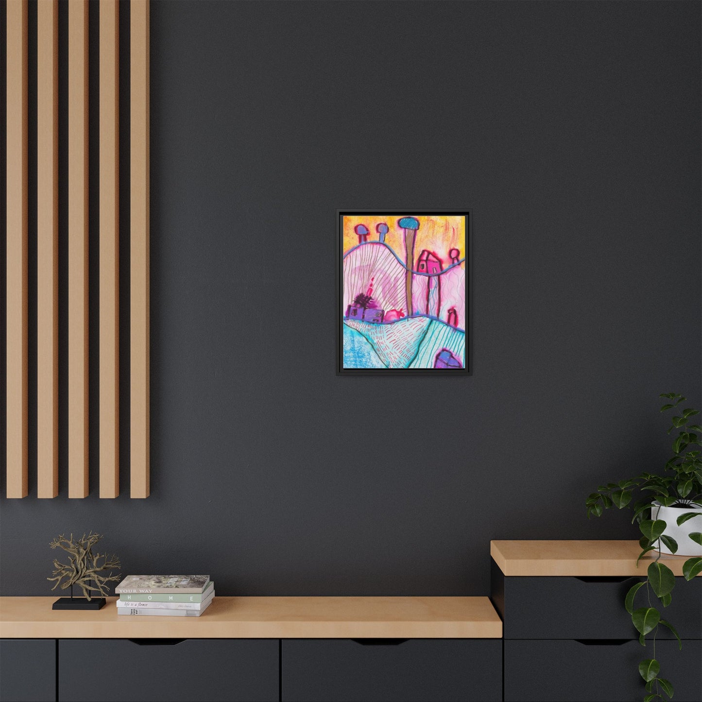 House on a Hill Matte Canvas, Framed Inspired by Frank Stella Art by Jackson Smith