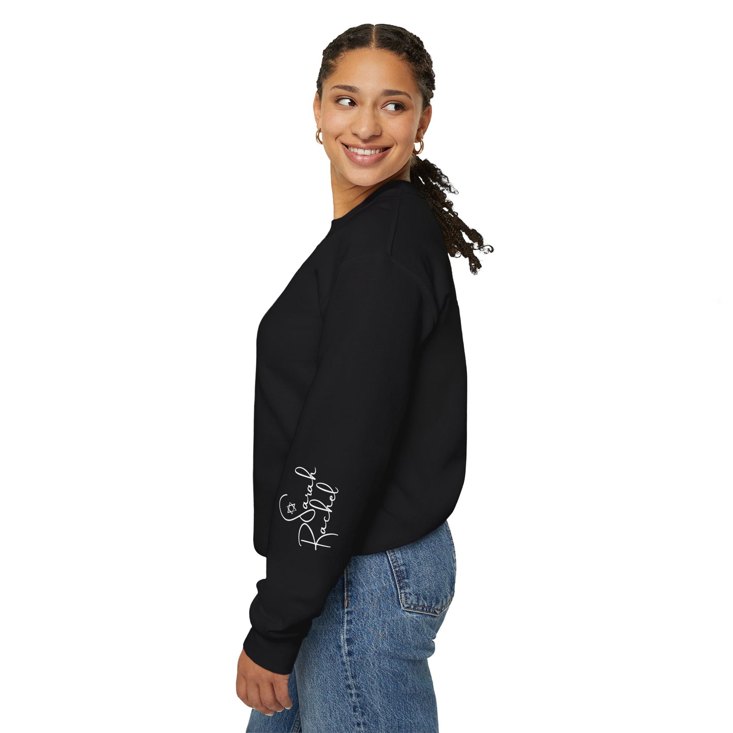 Bubbe Custom Jewish Grandmother Stylish Sweatshirt with Grands names on sleeve