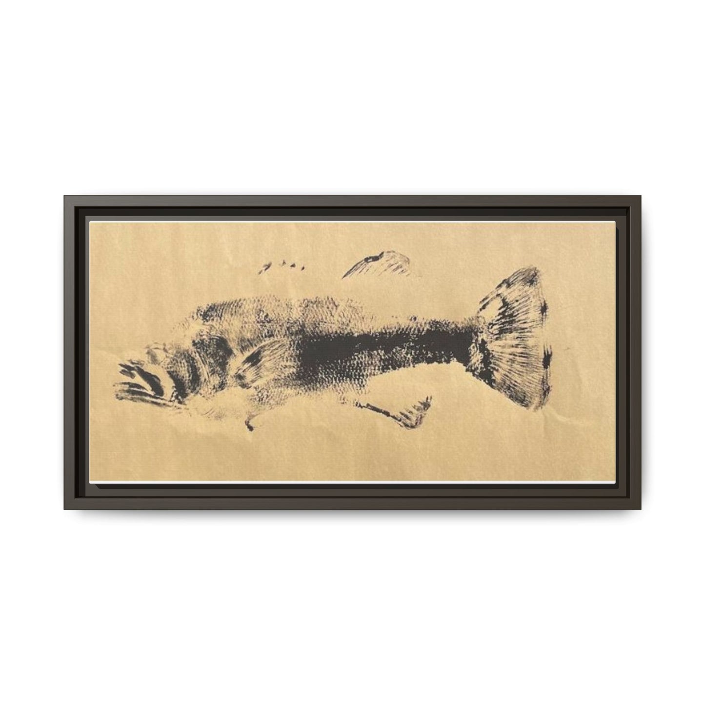 Gyotaku Fish Matte Canvas, Framed Gyotaku print by rubbing the body of an inked fish
