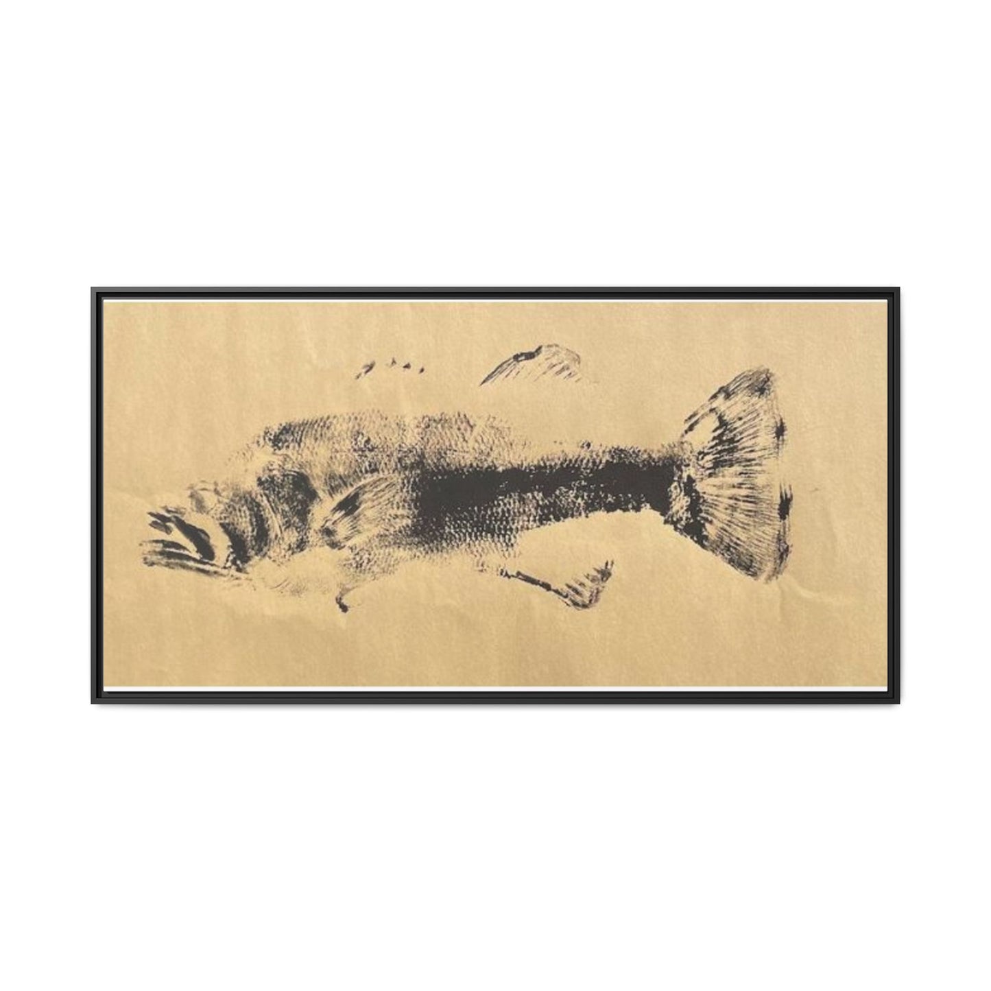 Gyotaku Fish Matte Canvas, Framed Gyotaku print by rubbing the body of an inked fish