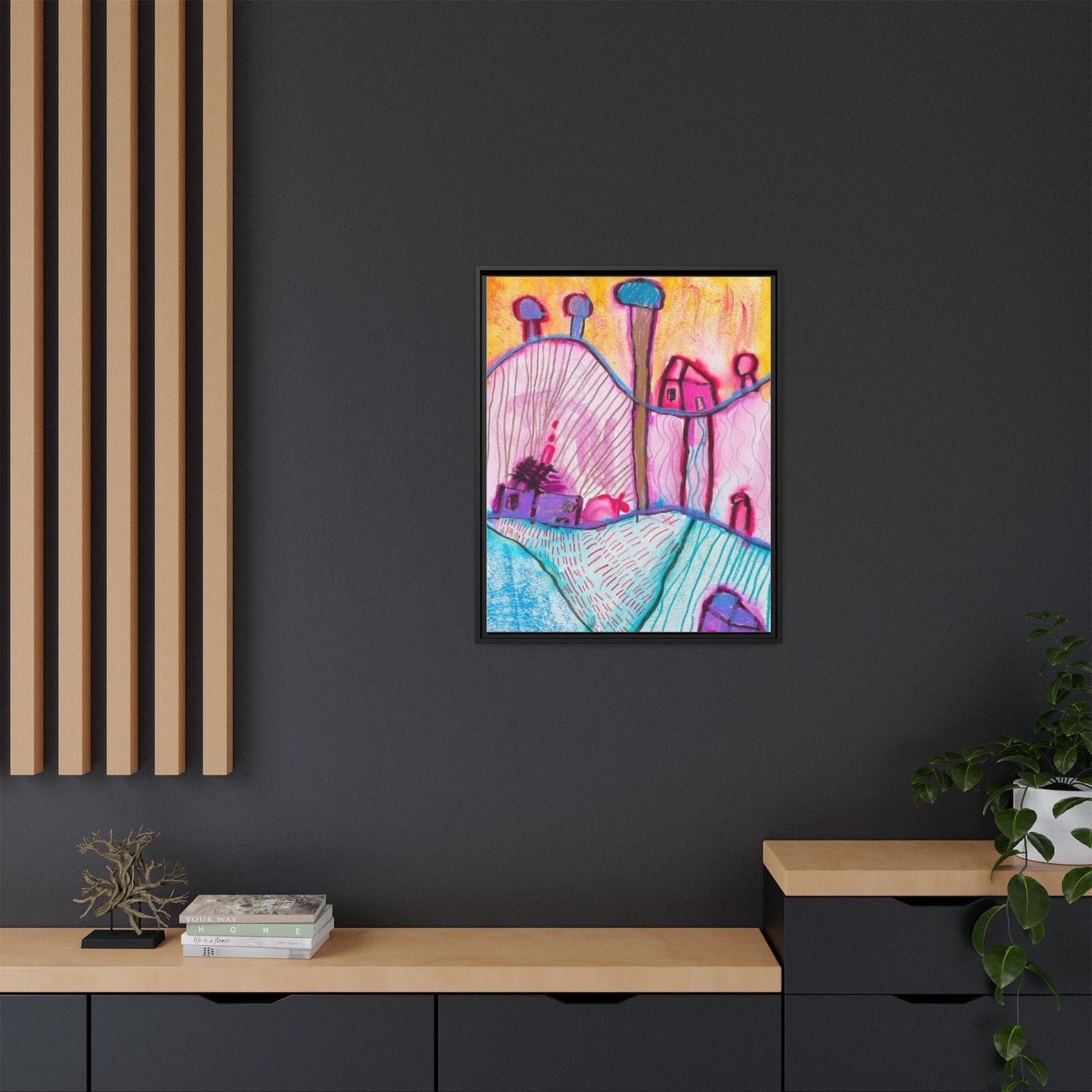 House on a Hill Matte Canvas, Framed Inspired by Frank Stella Art by Jackson Smith