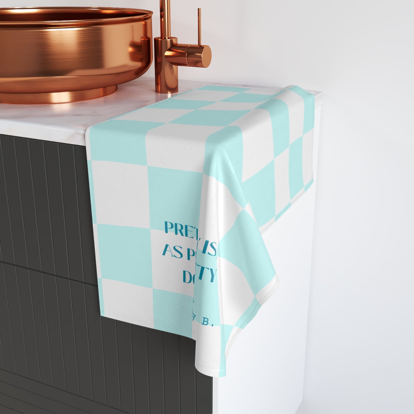 The Judy Checkered Hand Towel, Pretty Is As Pretty Does Hand Towel or Kitchen Towel 26 x 16 inch Super Absorbent Towel