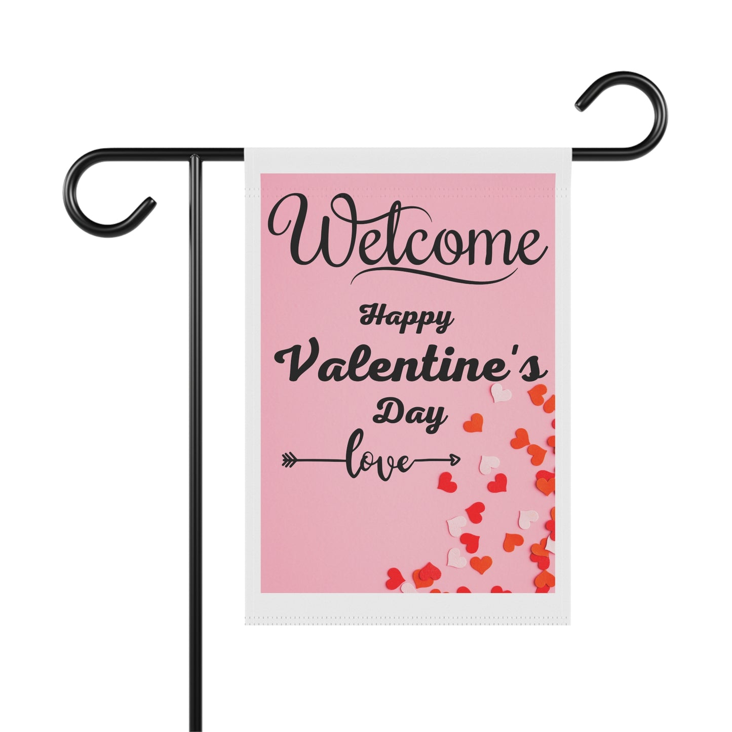 Valentine's Day Garden Flag Pink Hearts Garden Flag Welcome Garden Flag for Valentine's Day