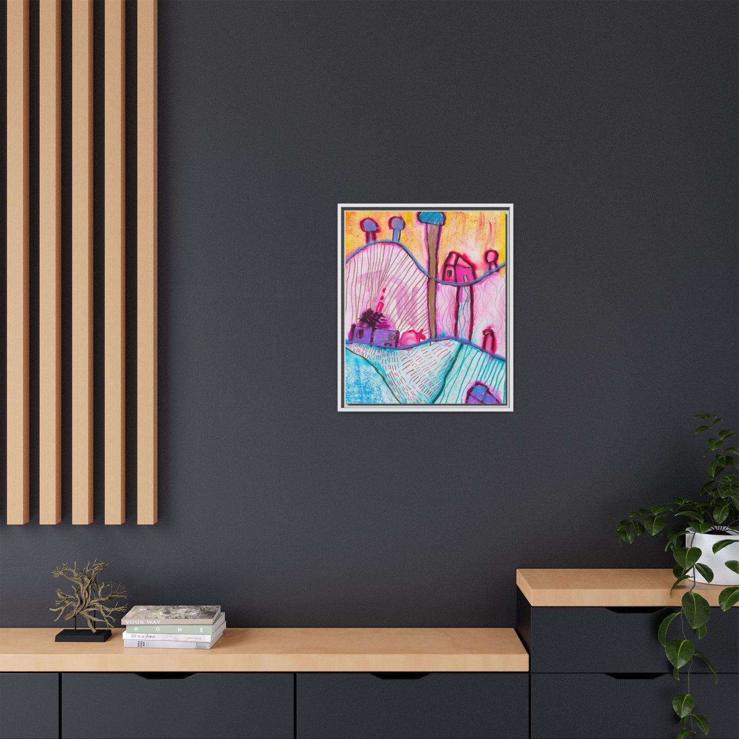 House on a Hill Matte Canvas, Framed Inspired by Frank Stella Art by Jackson Smith