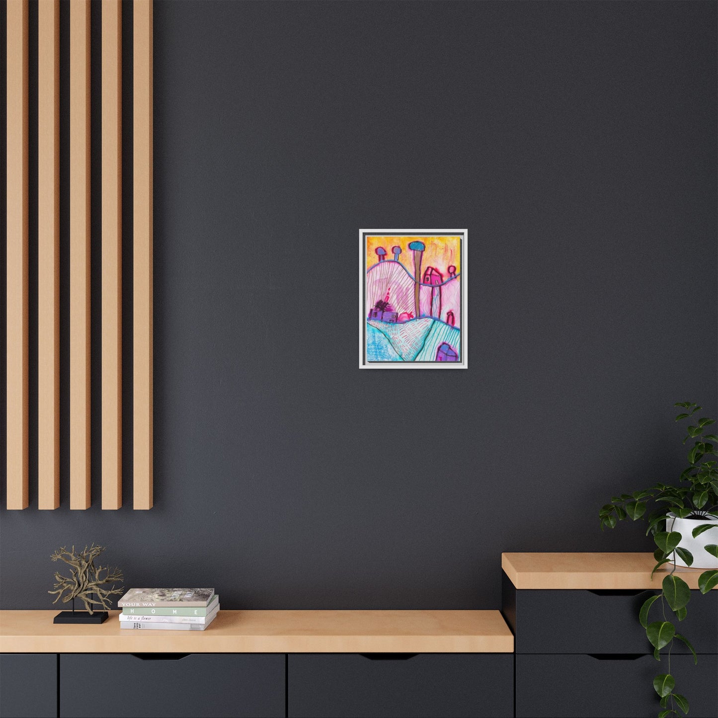 House on a Hill Matte Canvas, Framed Inspired by Frank Stella Art by Jackson Smith