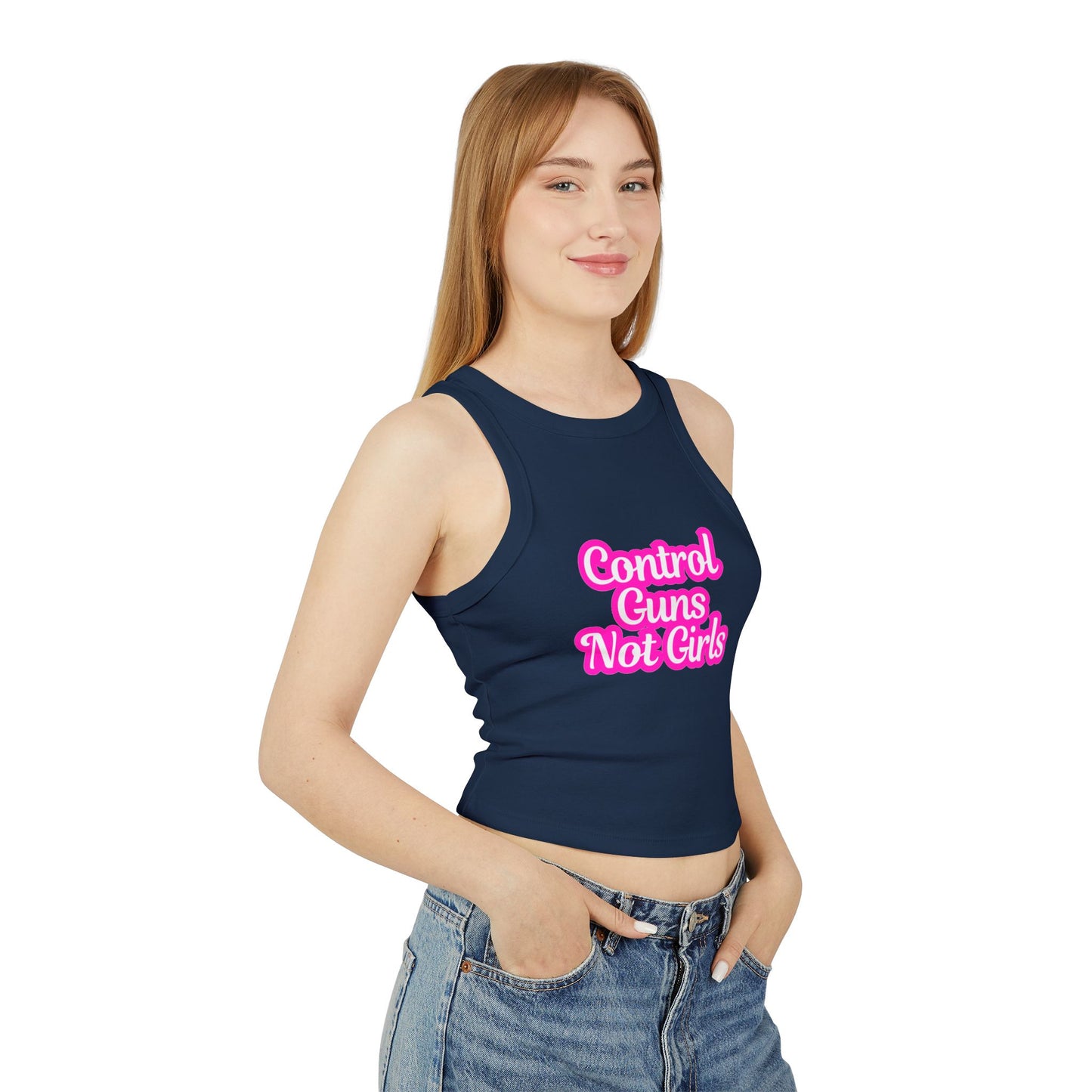 Control Guns Not Girls Women's Micro Rib Racer Tank Top