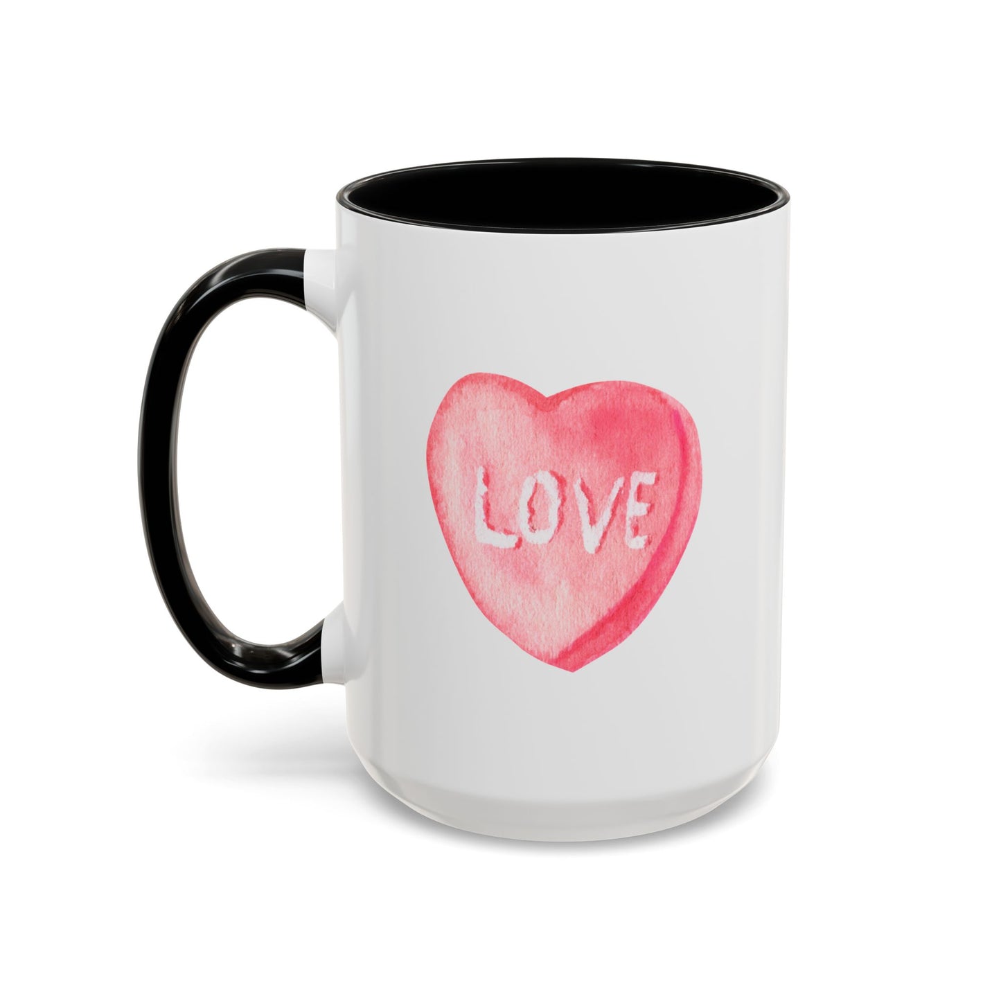 Love Candy Heart Mug, Valentine's Day Gift, Ceramic Drinkware, Romantic Tea Cup, Kitchen Home Decor