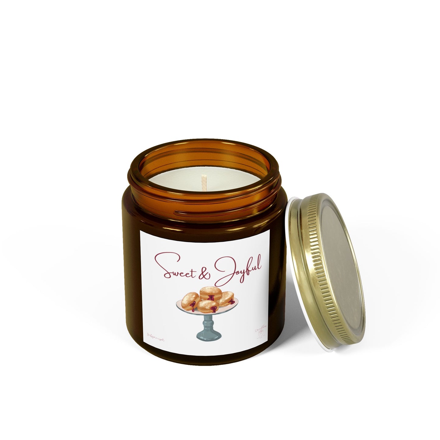 Hanukkah Scented Candles, Chanukah Sufganiyot Scented Candle for Hanukkah made of Coconut Apricot Wax (4oz, 9oz)