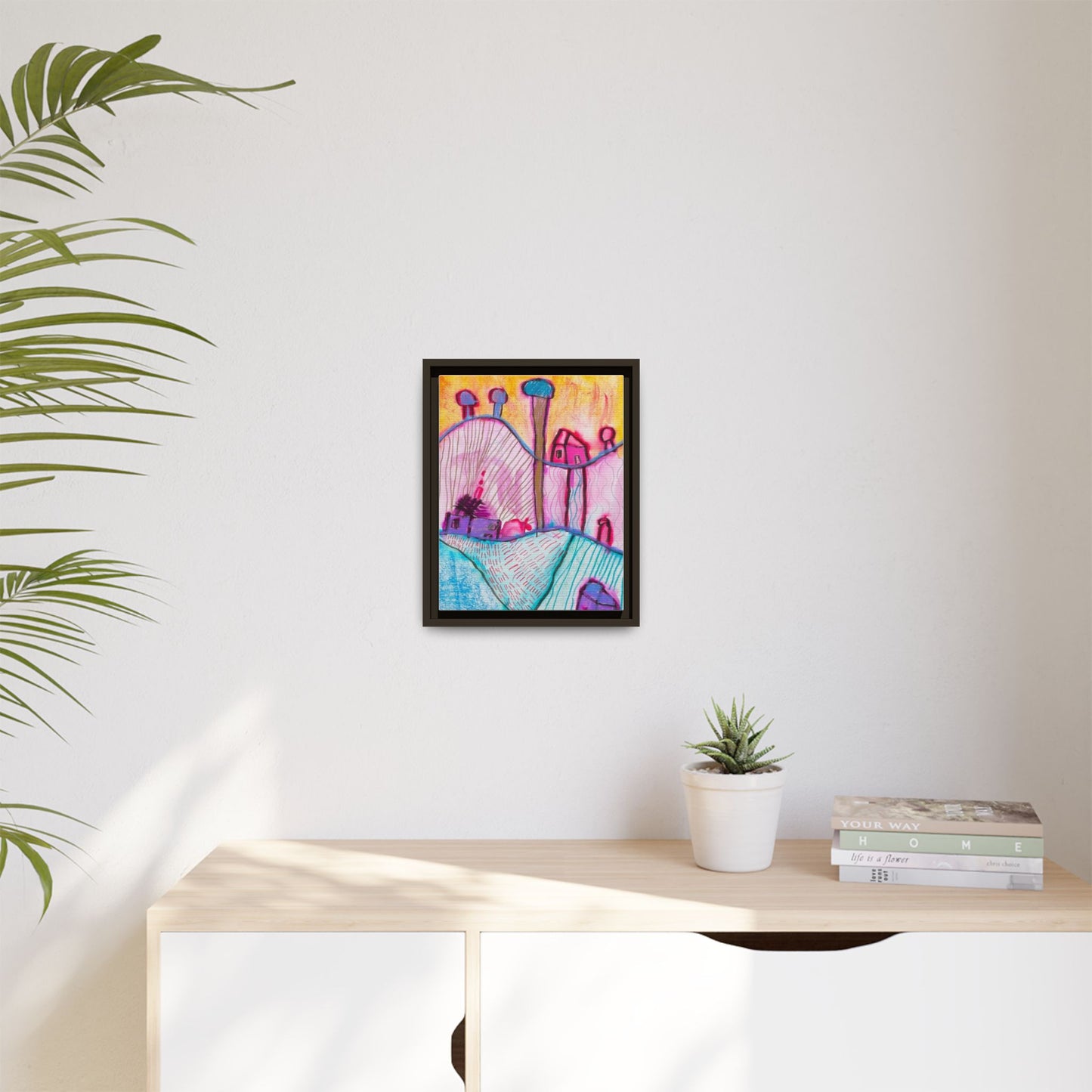 House on a Hill Matte Canvas, Framed Inspired by Frank Stella Art by Jackson Smith