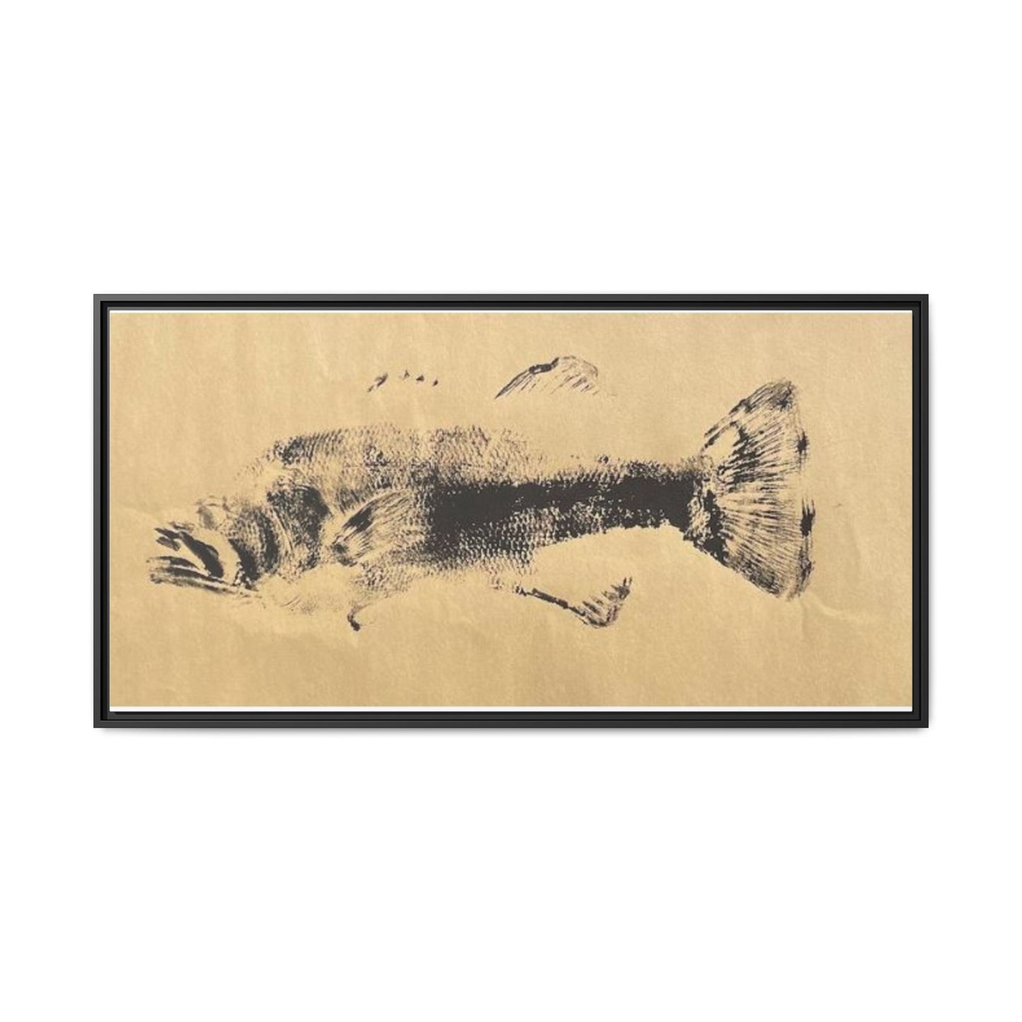 Gyotaku Fish Matte Canvas, Framed Gyotaku print by rubbing the body of an inked fish