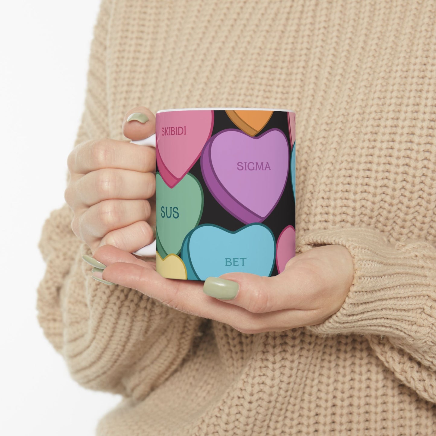 Candy Hearts Slang Valentines Ceramic Mug, (11oz, 15oz)